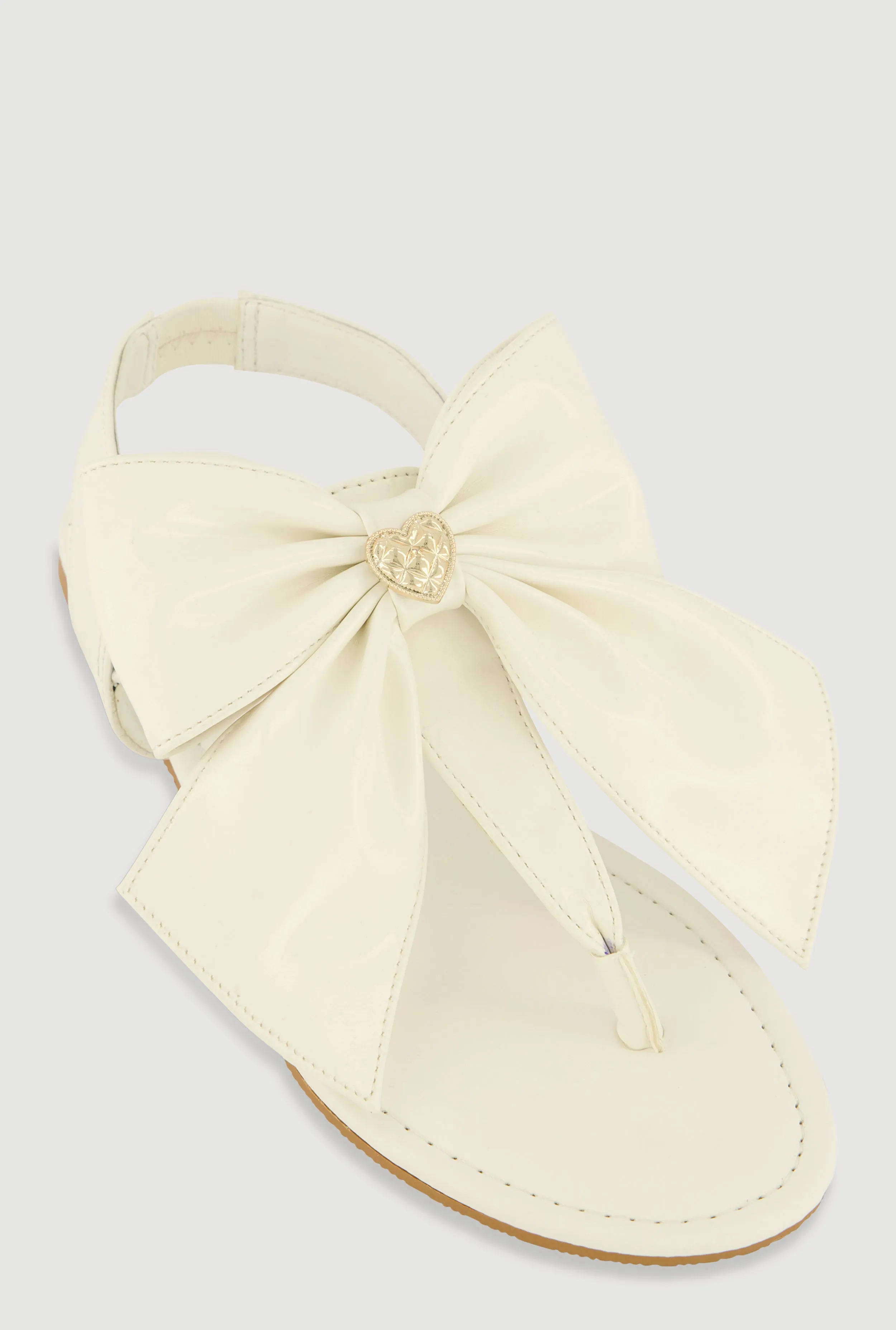 Metallic Heart Bow Corded Thong Sandals sold by Rainbow