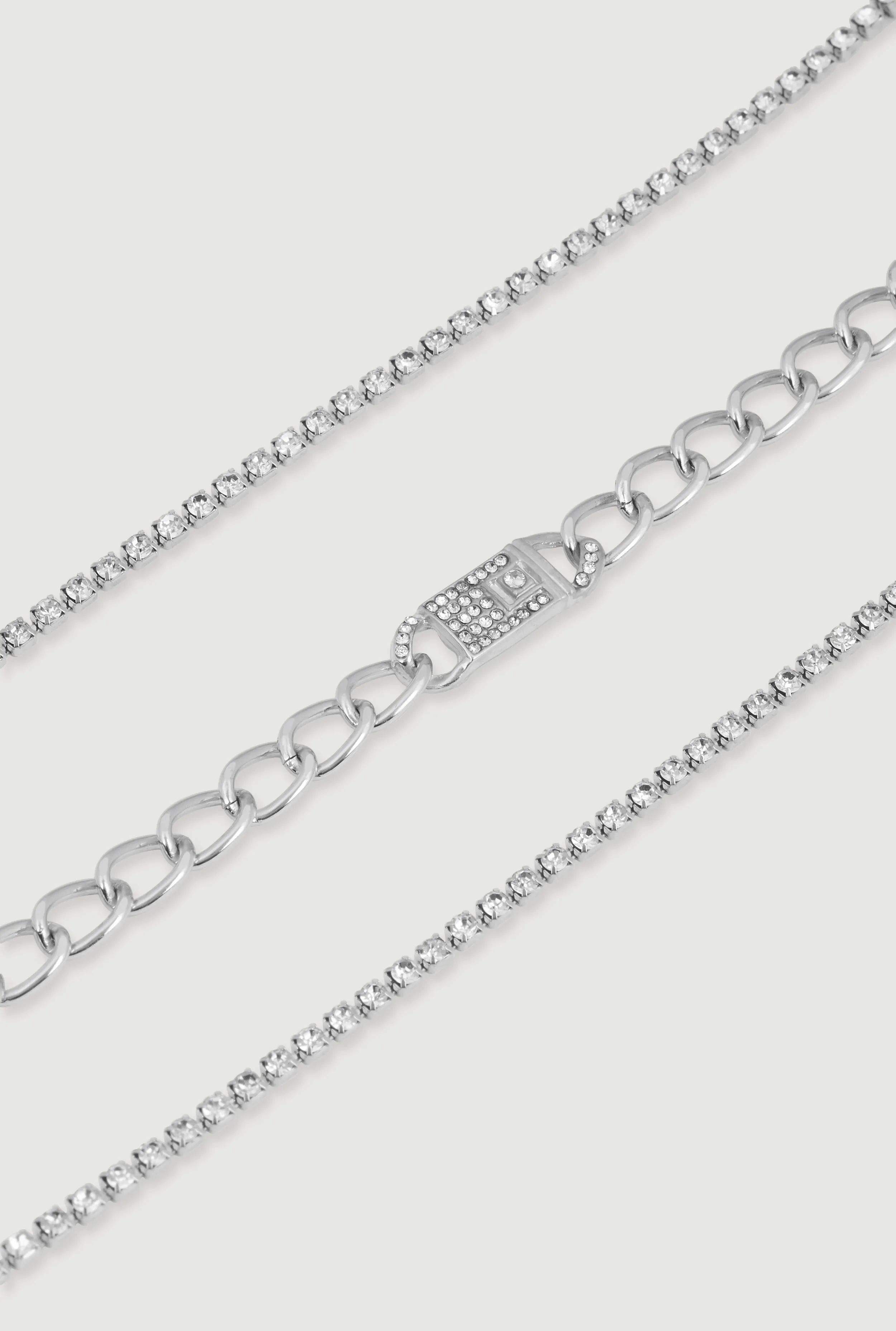 Cubic Zirconia Buckle Charm Anklet Trio sold by Rainbow