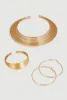 Metallic Choker Necklace with Hoop Earrings and Cuff Bracelet sold by Rainbow