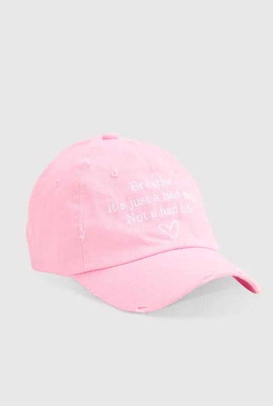 Breathe Its Just A Bad Day Baseball Cap sold by Rainbow