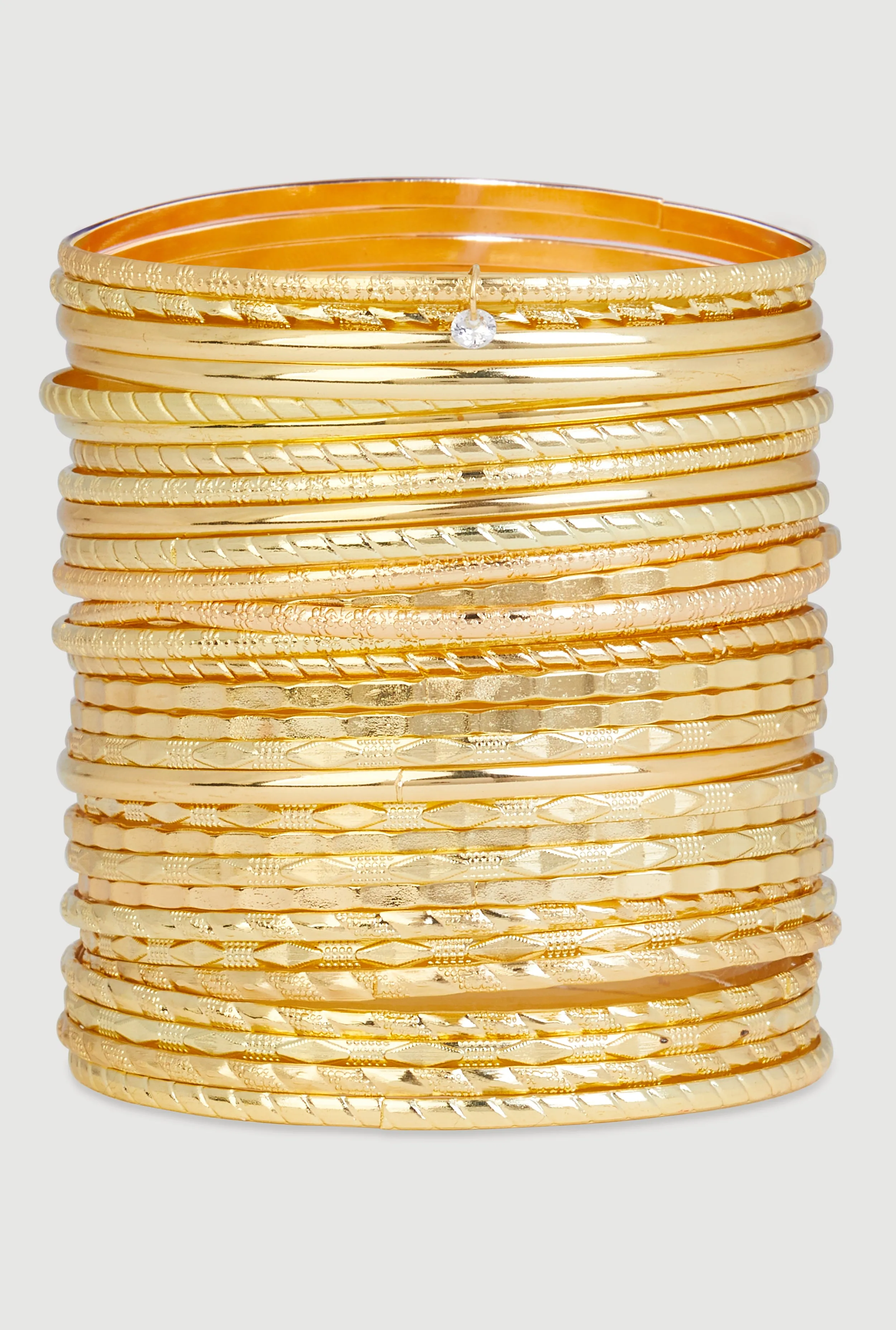 Textured Metallic Bangles Set of 30 sold by Rainbow