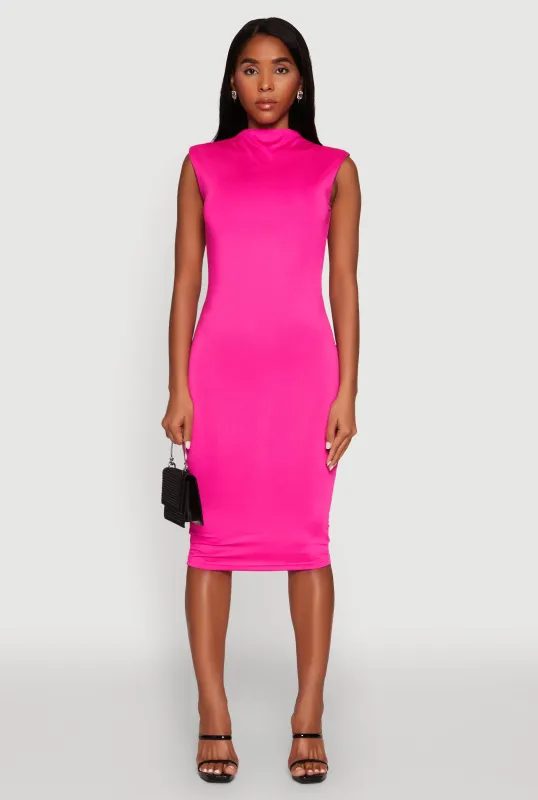 Mock Neck Cap Sleeve Midi Dress sold by Rainbow