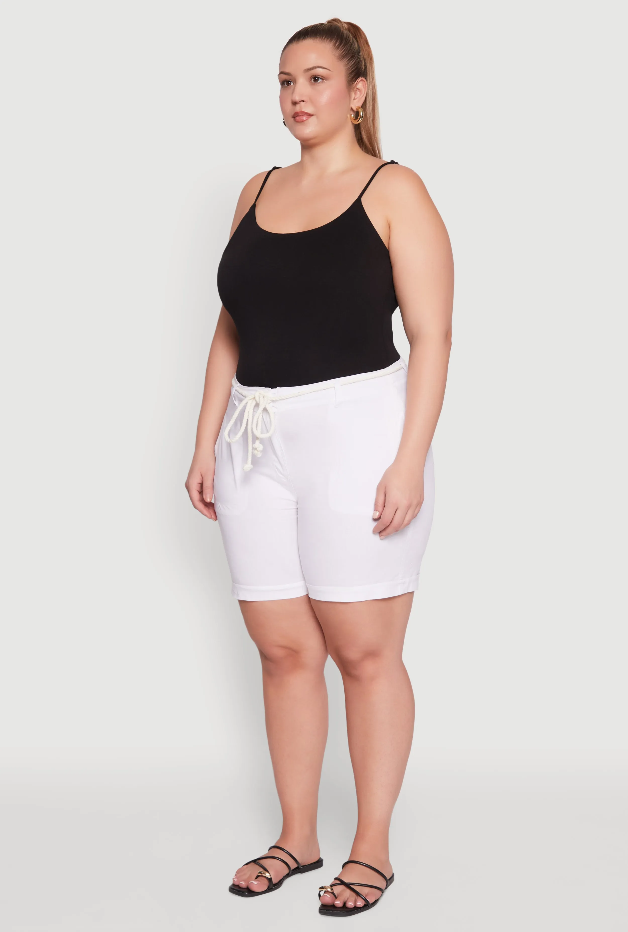 Plus Size Rope Belted Shorts sold by Rainbow product image thumbnail 3