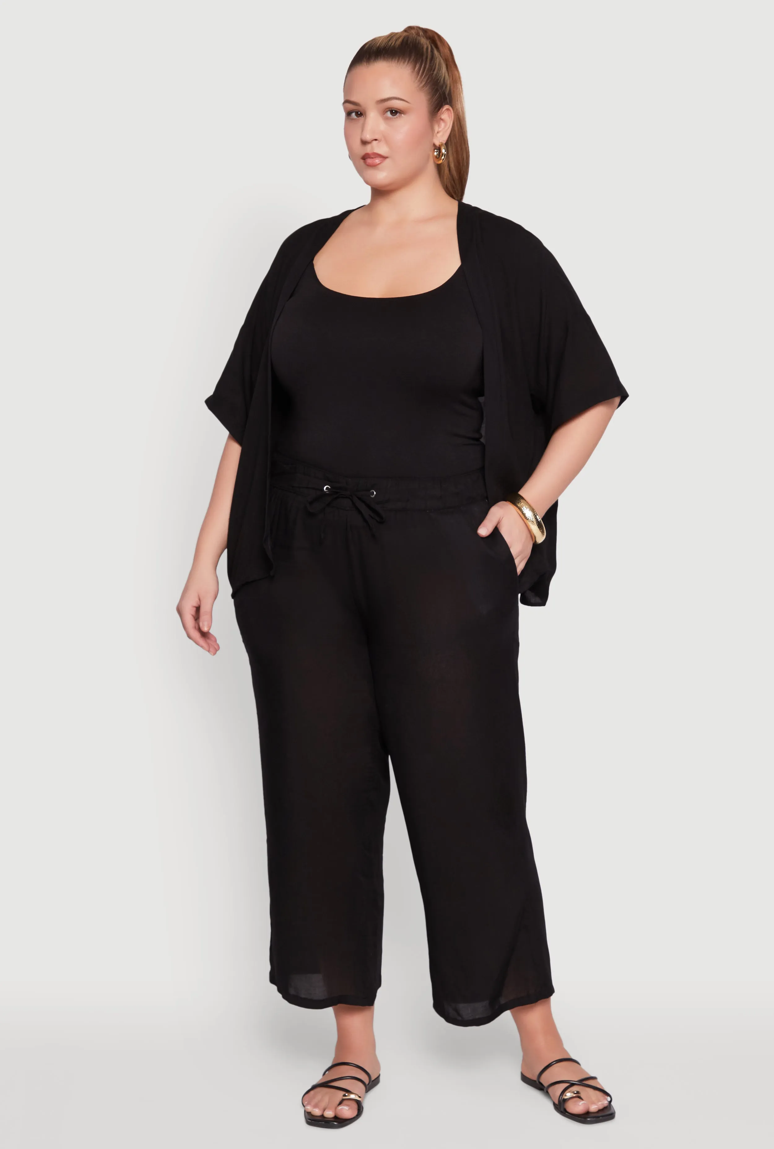 Plus Size Drawstring Palazzo Pants sold by Rainbow
