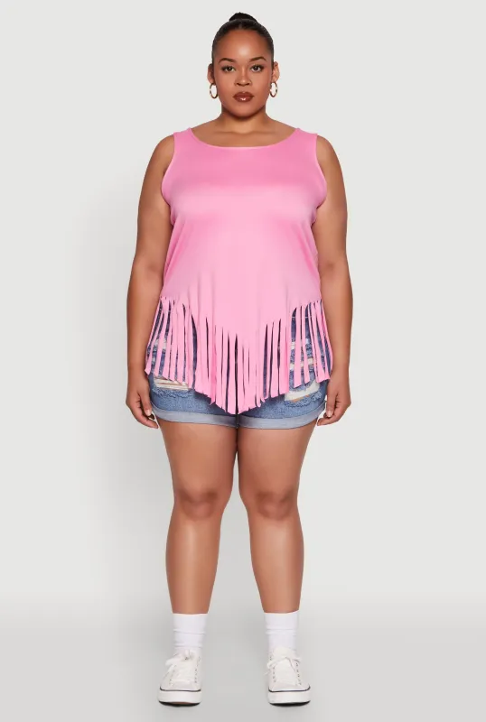 Plus Size Fringe Hem Tank Top sold by Rainbow