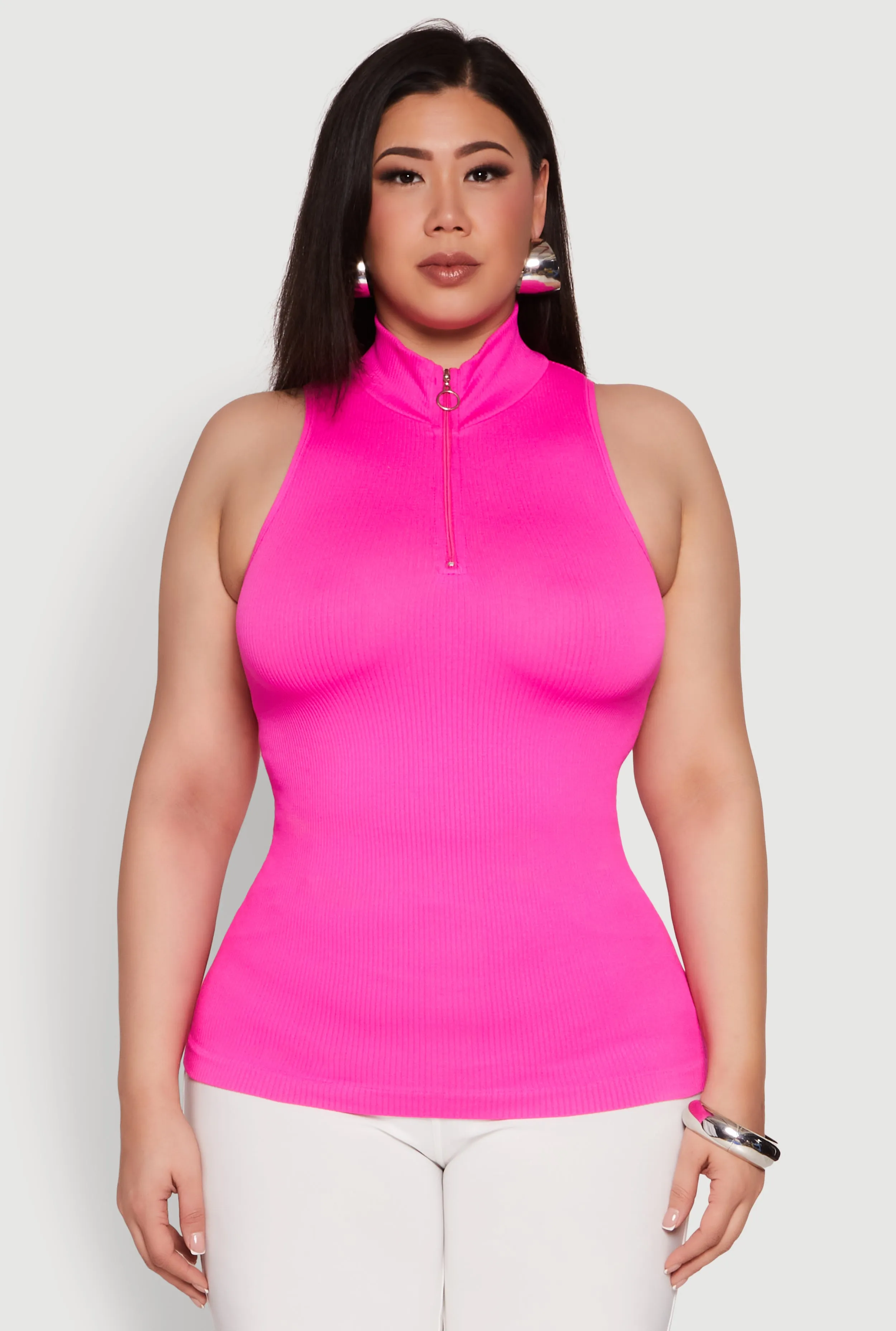 Plus Size Zip Front Mock Neck Top sold by Rainbow product image thumbnail 2