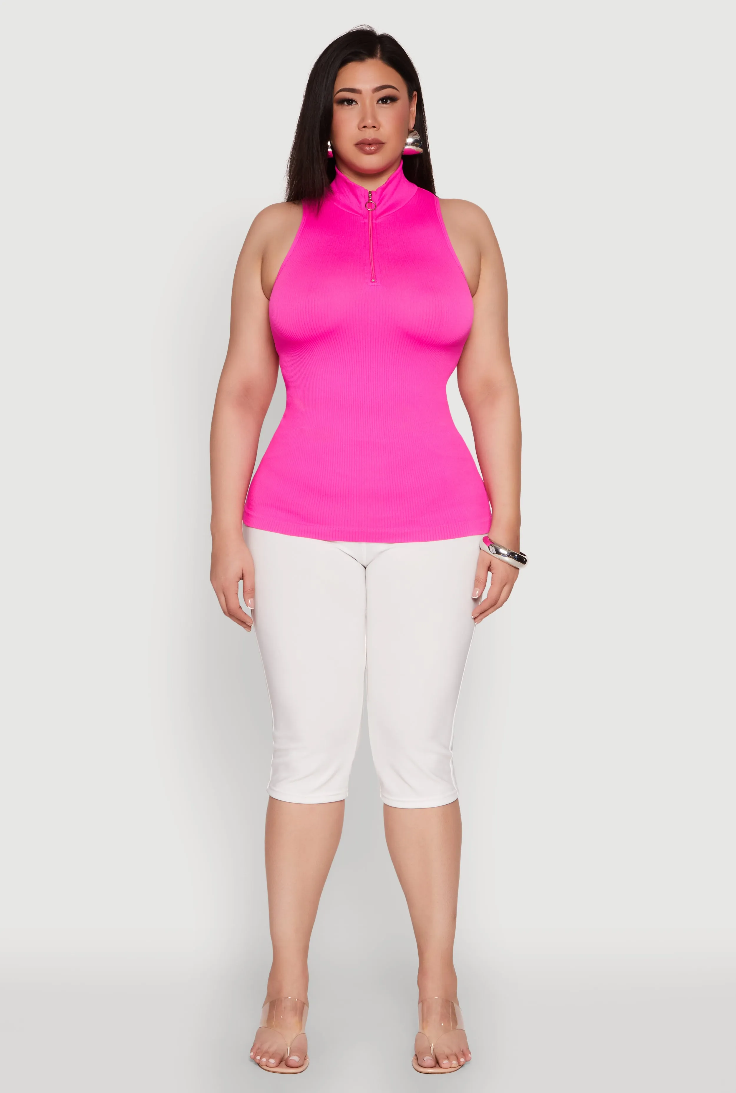 Plus Size Zip Front Mock Neck Top sold by Rainbow product image thumbnail 3