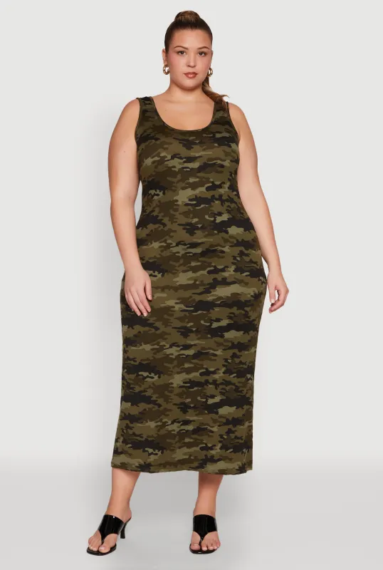 Plus Size Camouflage Maxi Tank Dress sold by Rainbow
