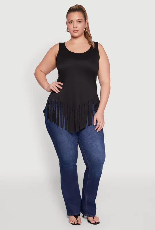Plus Size Fringe Hem Tank Top sold by Rainbow