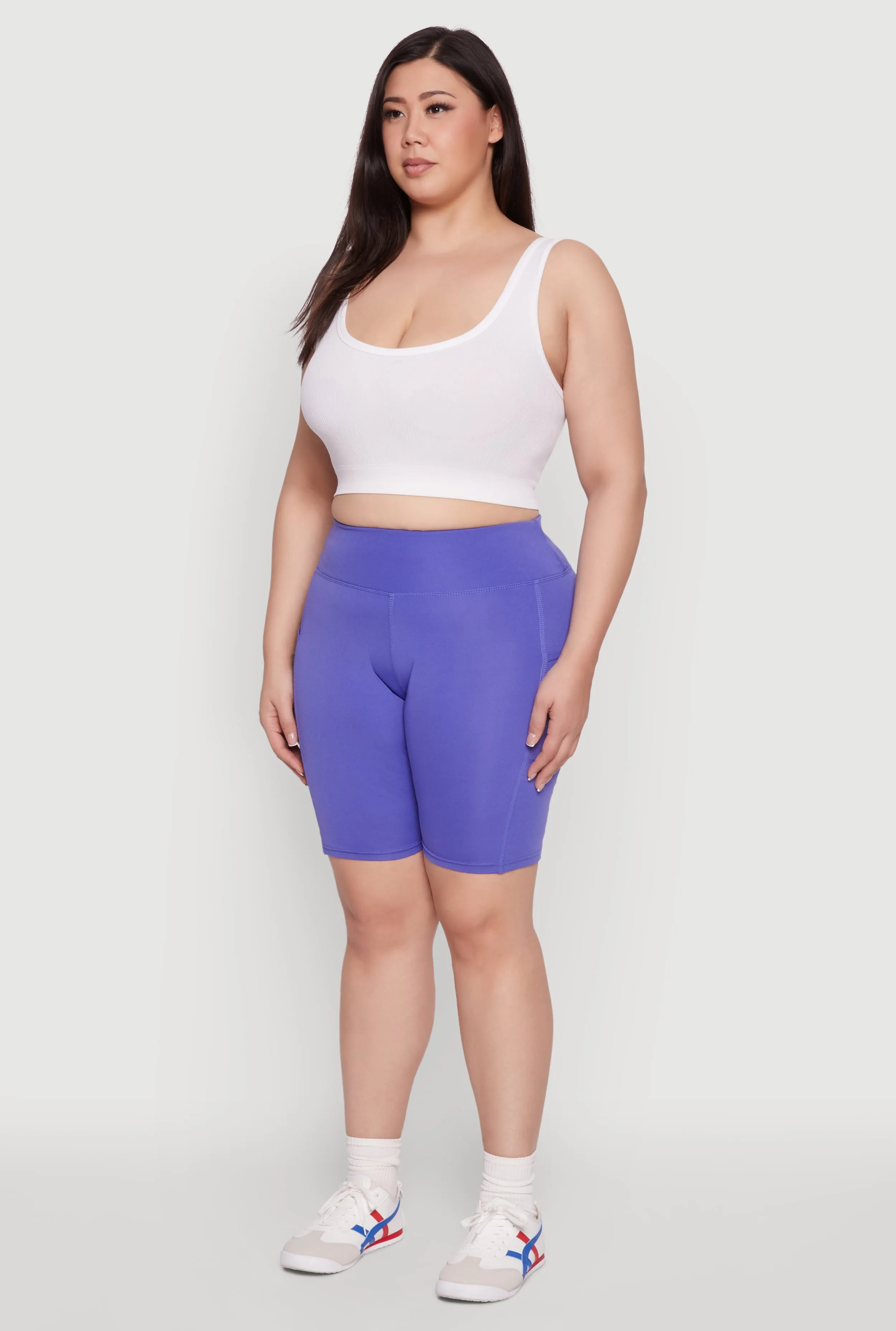 Plus Size Cell Phone Pocket High Waisted Biker Shorts sold by Rainbow product image thumbnail 3