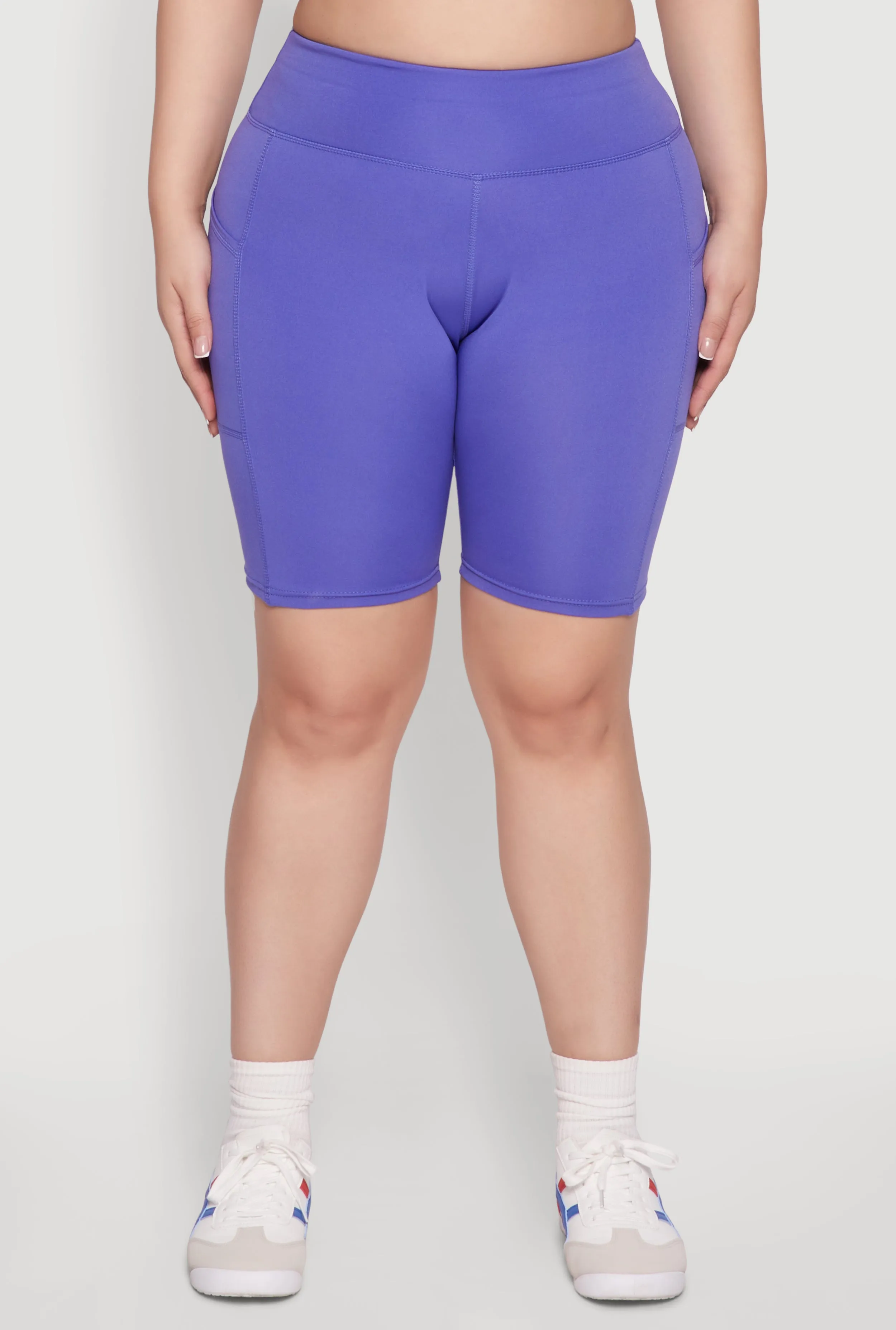 Plus Size Cell Phone Pocket High Waisted Biker Shorts sold by Rainbow product image thumbnail 5