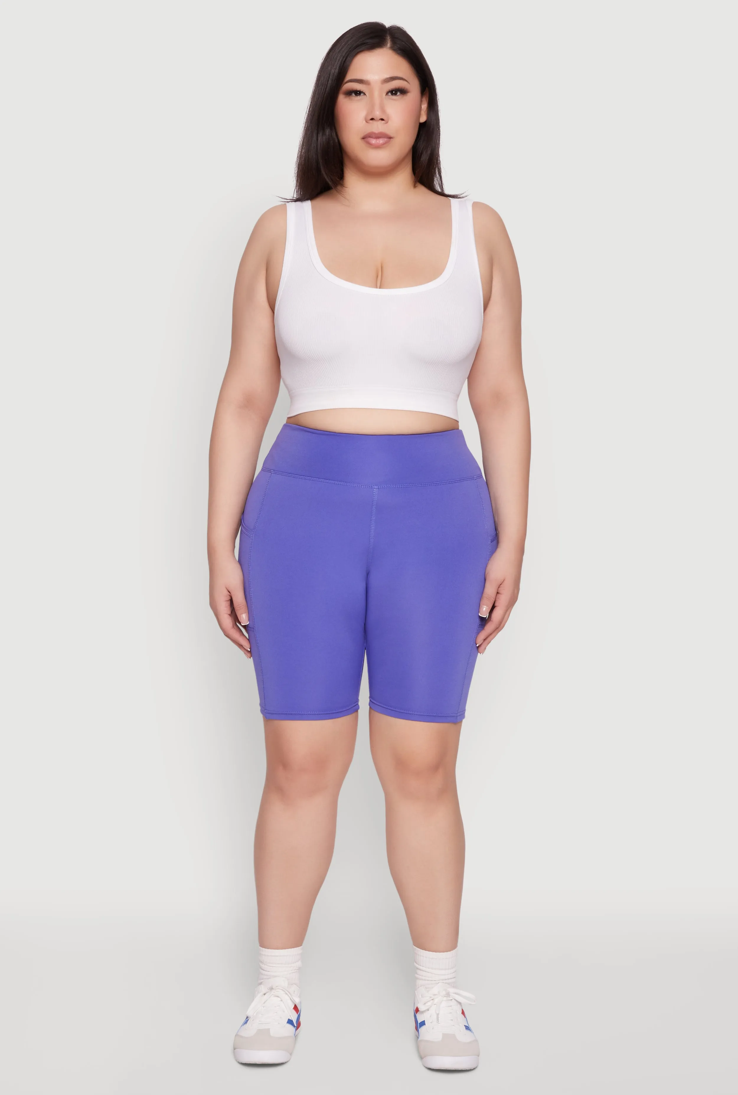 Plus Size Cell Phone Pocket High Waisted Biker Shorts sold by Rainbow product image thumbnail 2