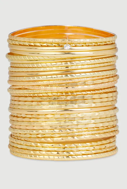 Metallic Bangles Set of 30 sold by Rainbow