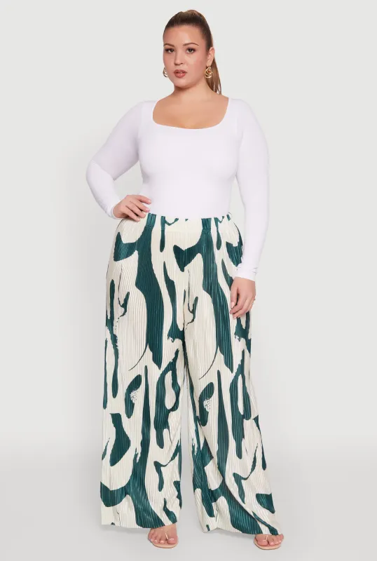 Plus Size Plisse Printed Palazzo Pants sold by Rainbow