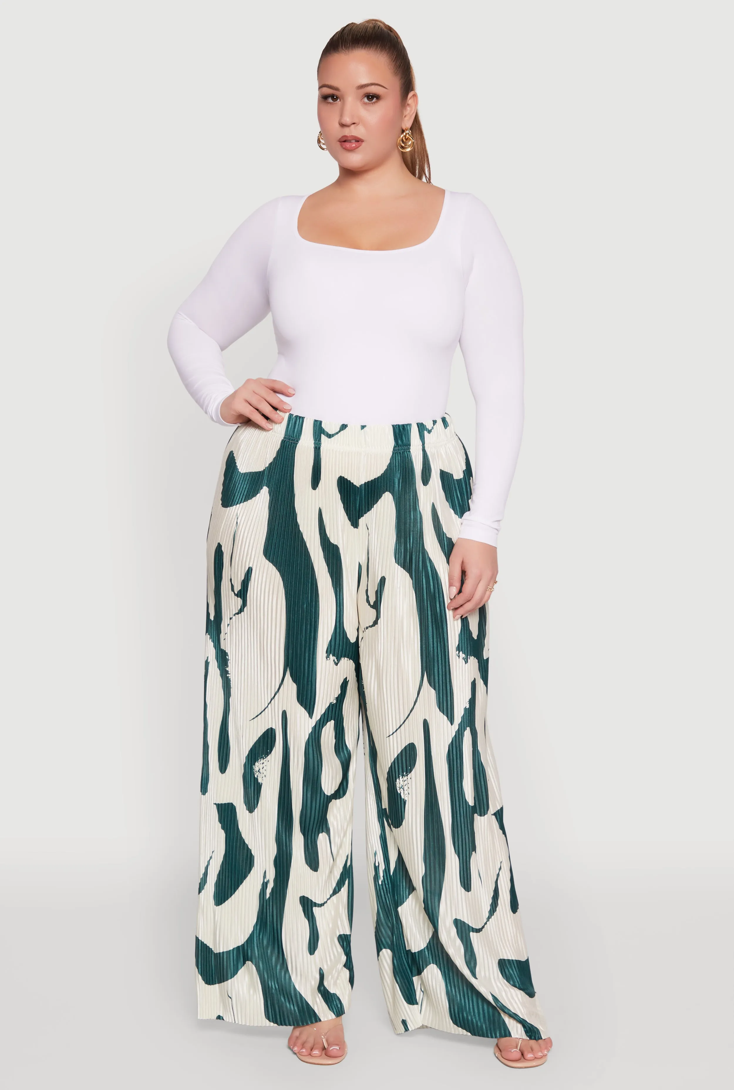 Plus Size Plisse Printed Palazzo Pants sold by Rainbow