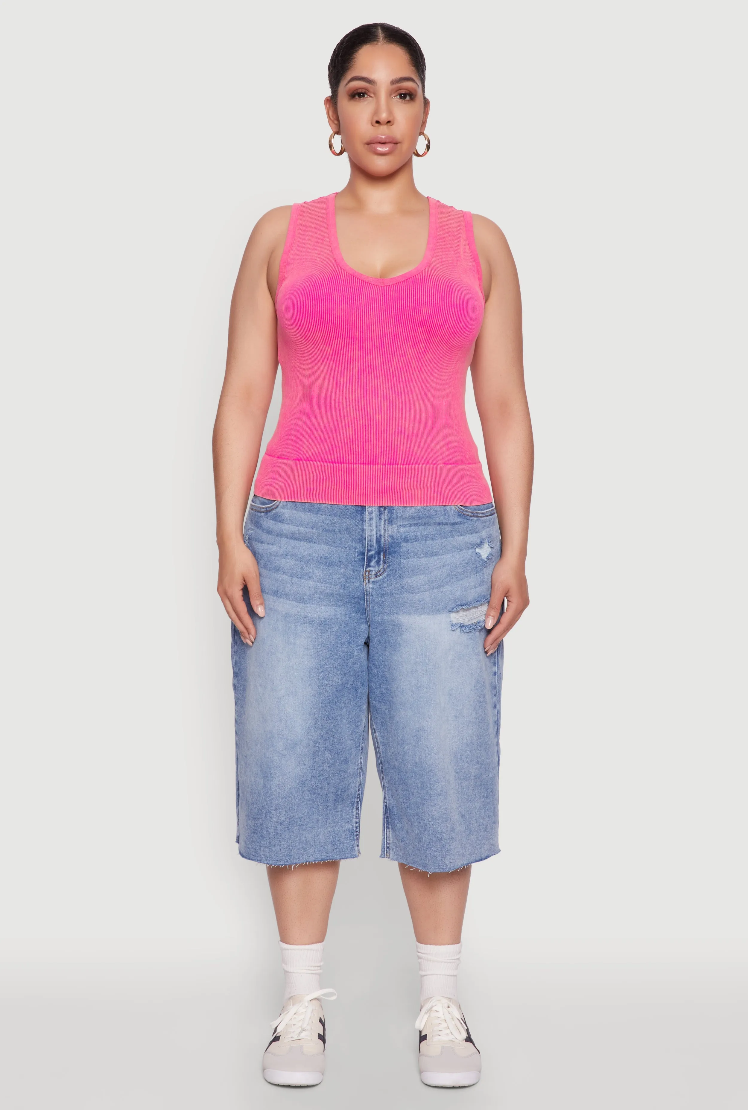 Plus Size Seamless Mineral Wash V Neck Tank Top sold by Rainbow product image thumbnail 3