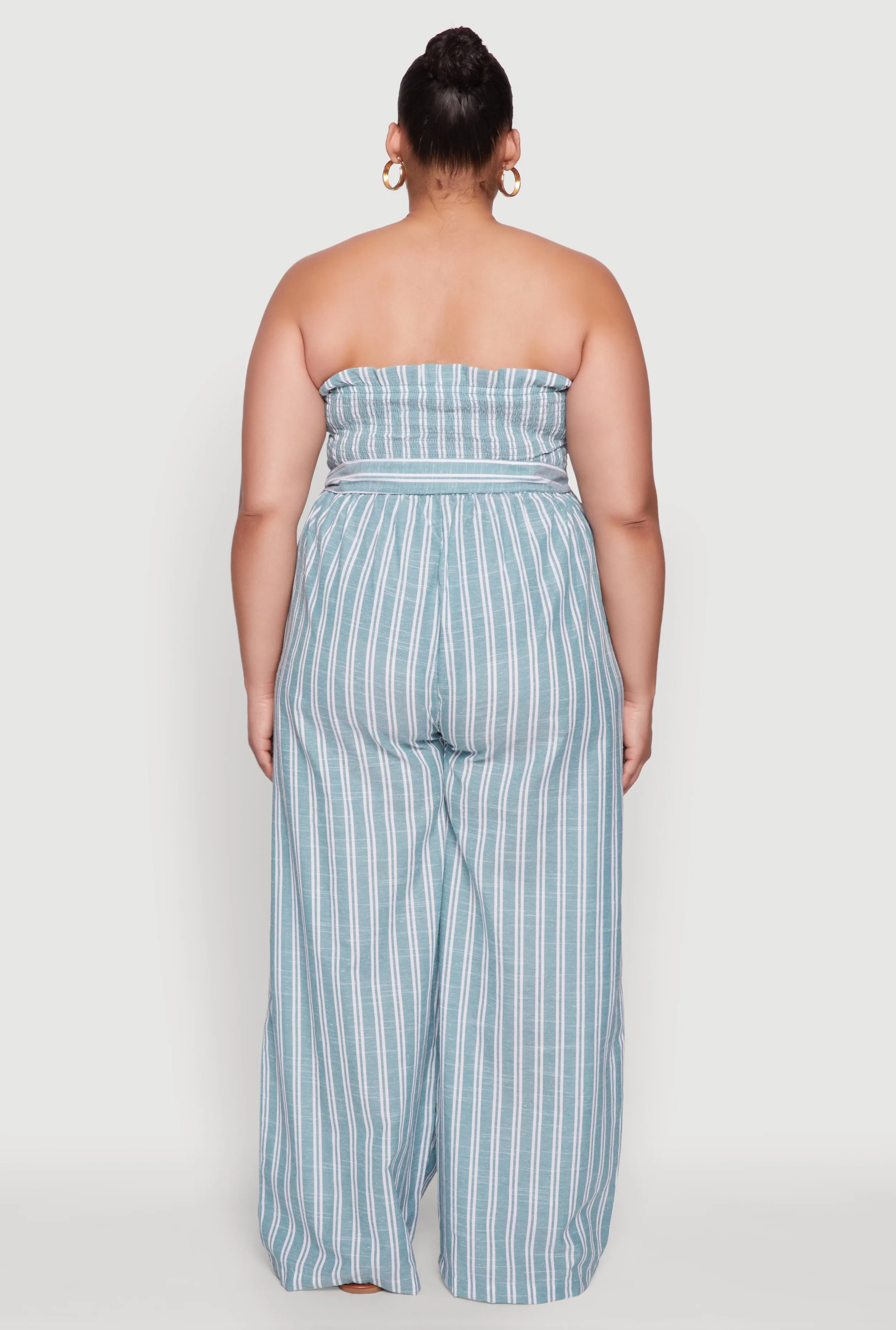 Plus Size Smocked Pinstripe Jumpsuit sold by Rainbow product image thumbnail 5