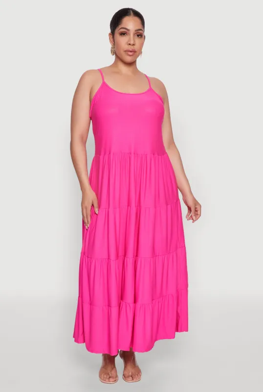 Plus Size Cami Tiered Maxi Sundress sold by Rainbow