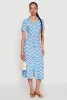 Wavy Striped Tie Waist Belted Dress sold by Rainbow