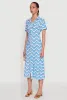 Wavy Striped Tie Waist Belted Dress sold by Rainbow