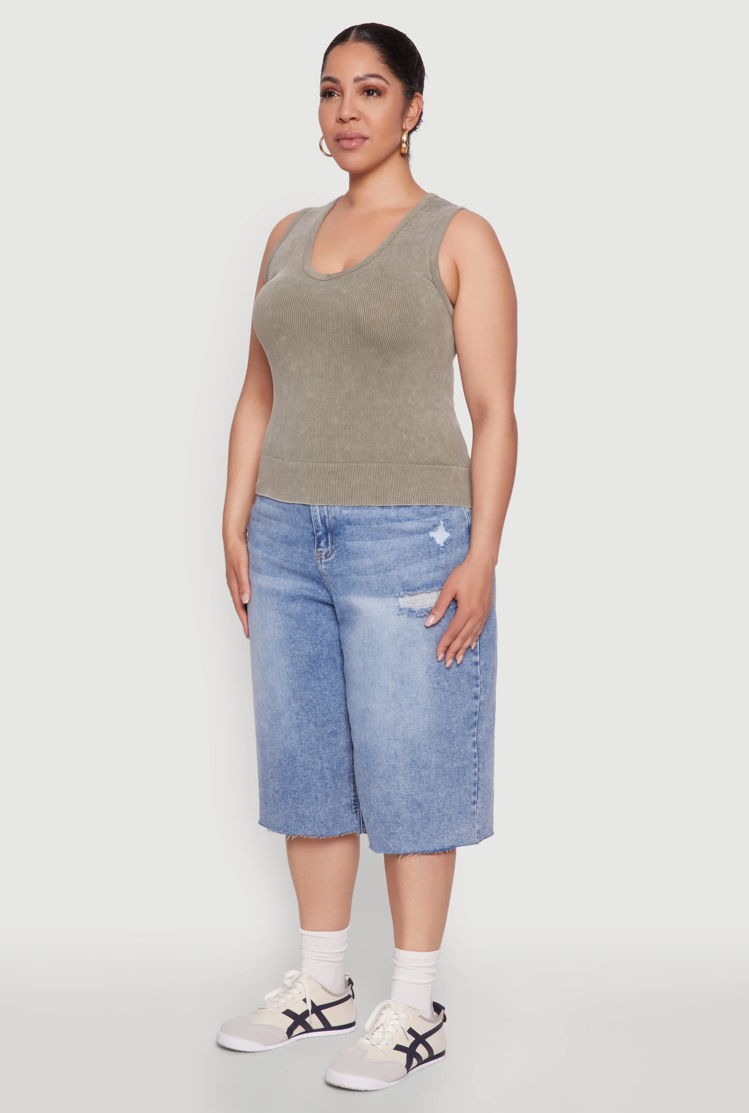 Plus Size Seamless Mineral Wash V Neck Tank Top sold by Rainbow product image thumbnail 5