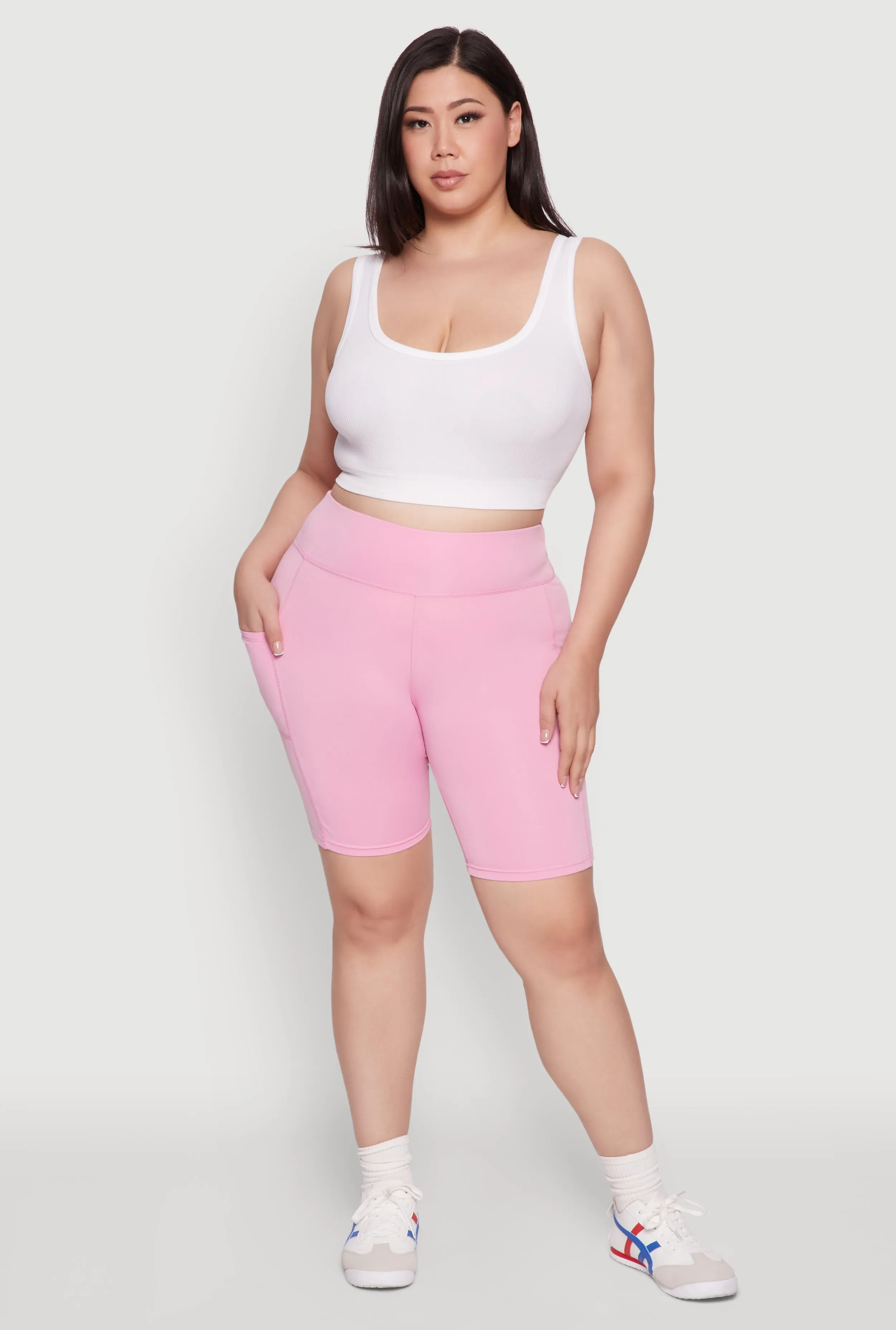 Plus Size Cell Phone Pocket High Waisted Bike Shorts sold by Rainbow