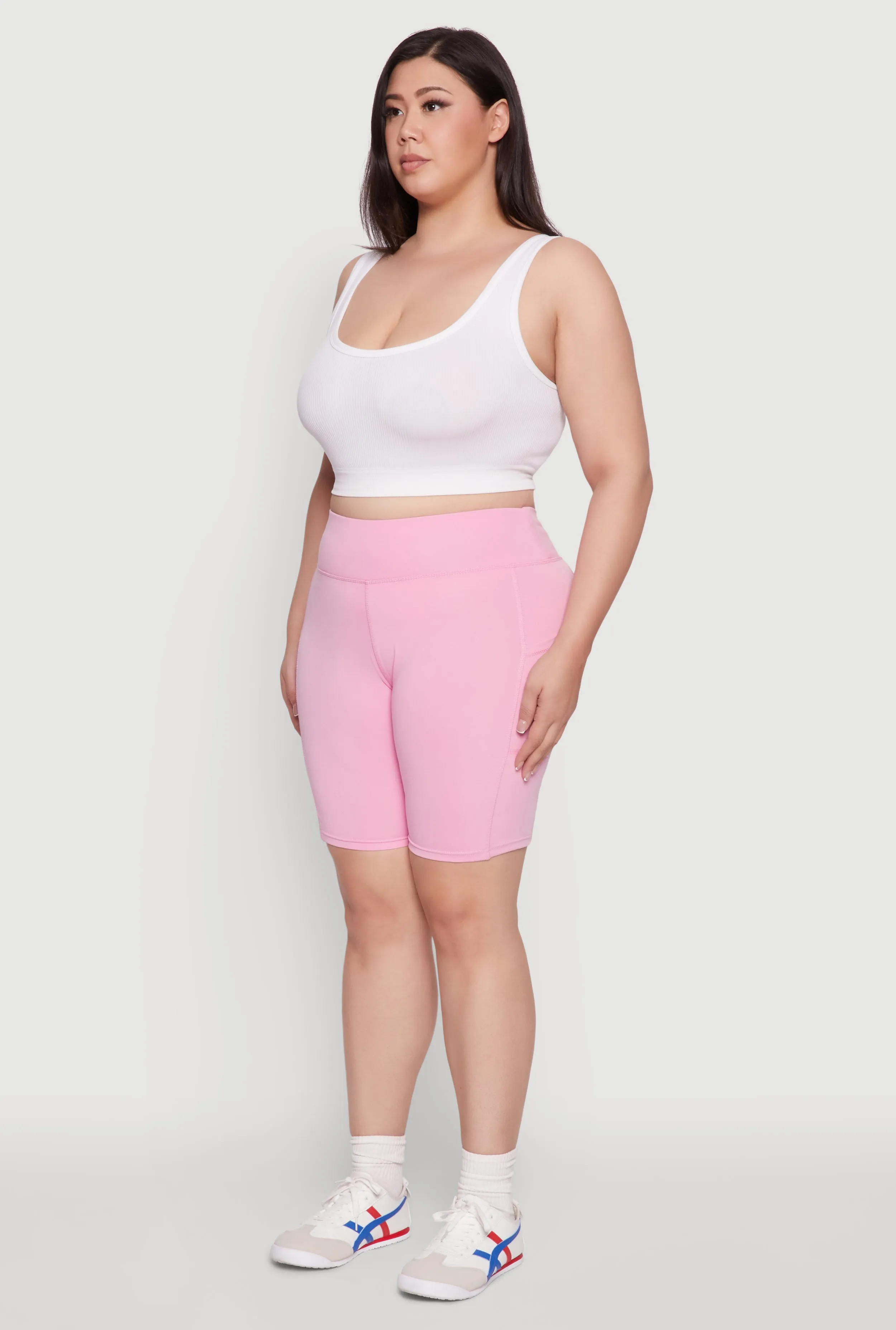 Plus Size Cell Phone Pocket High Waisted Bike Shorts sold by Rainbow product image thumbnail 3