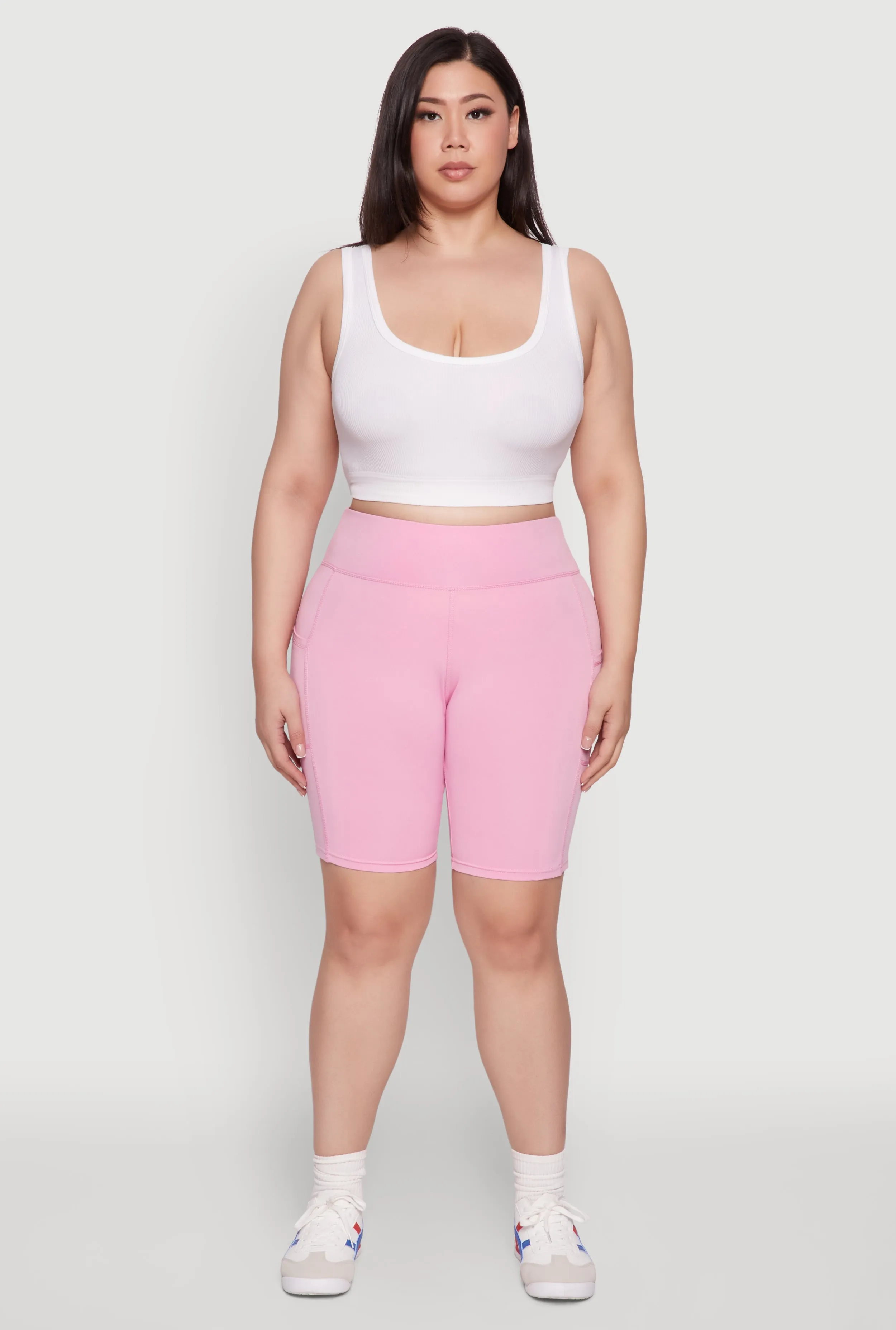 Plus Size Cell Phone Pocket High Waisted Bike Shorts sold by Rainbow product image thumbnail 2