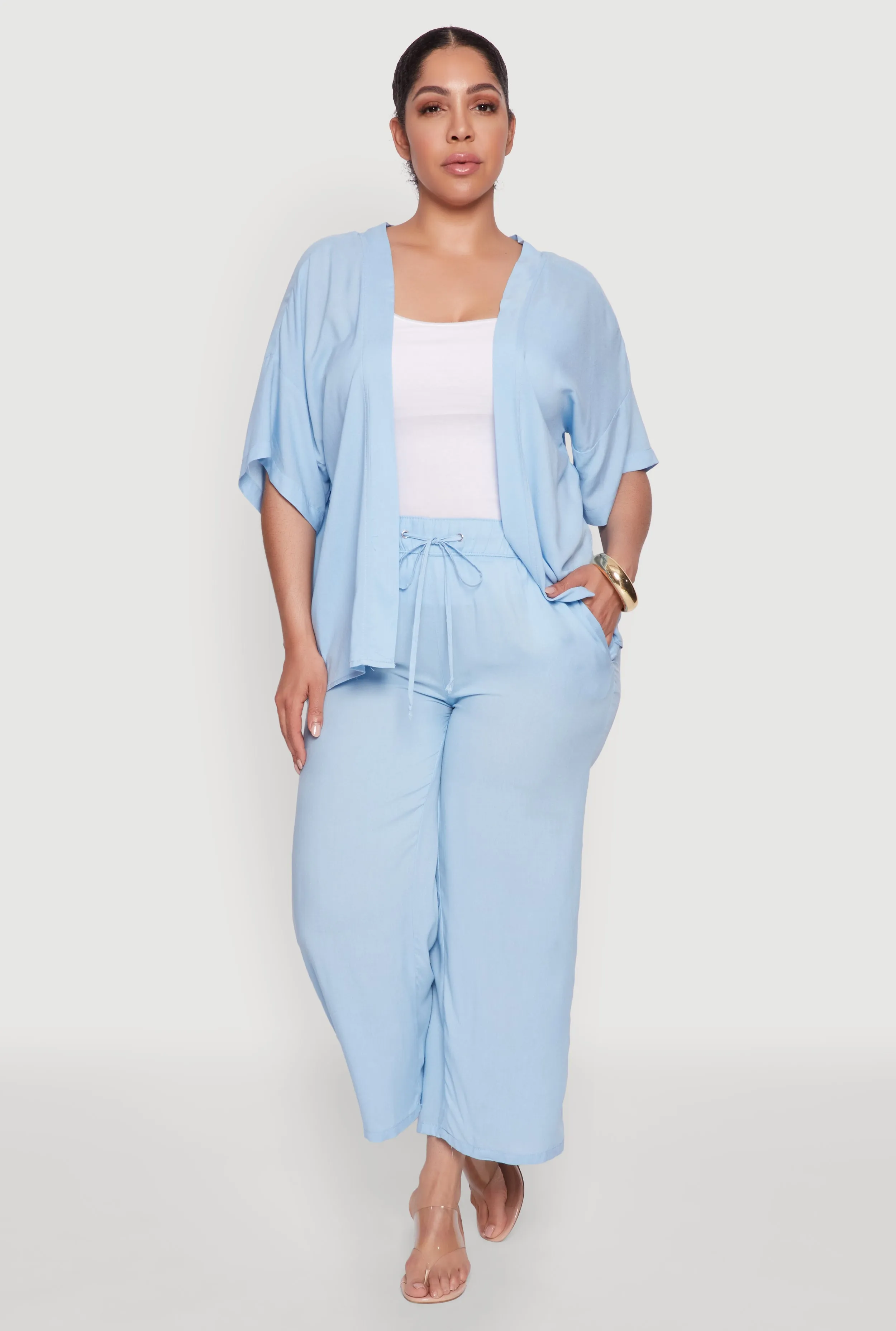 Plus Size Drawstring Palazzo Pants sold by Rainbow