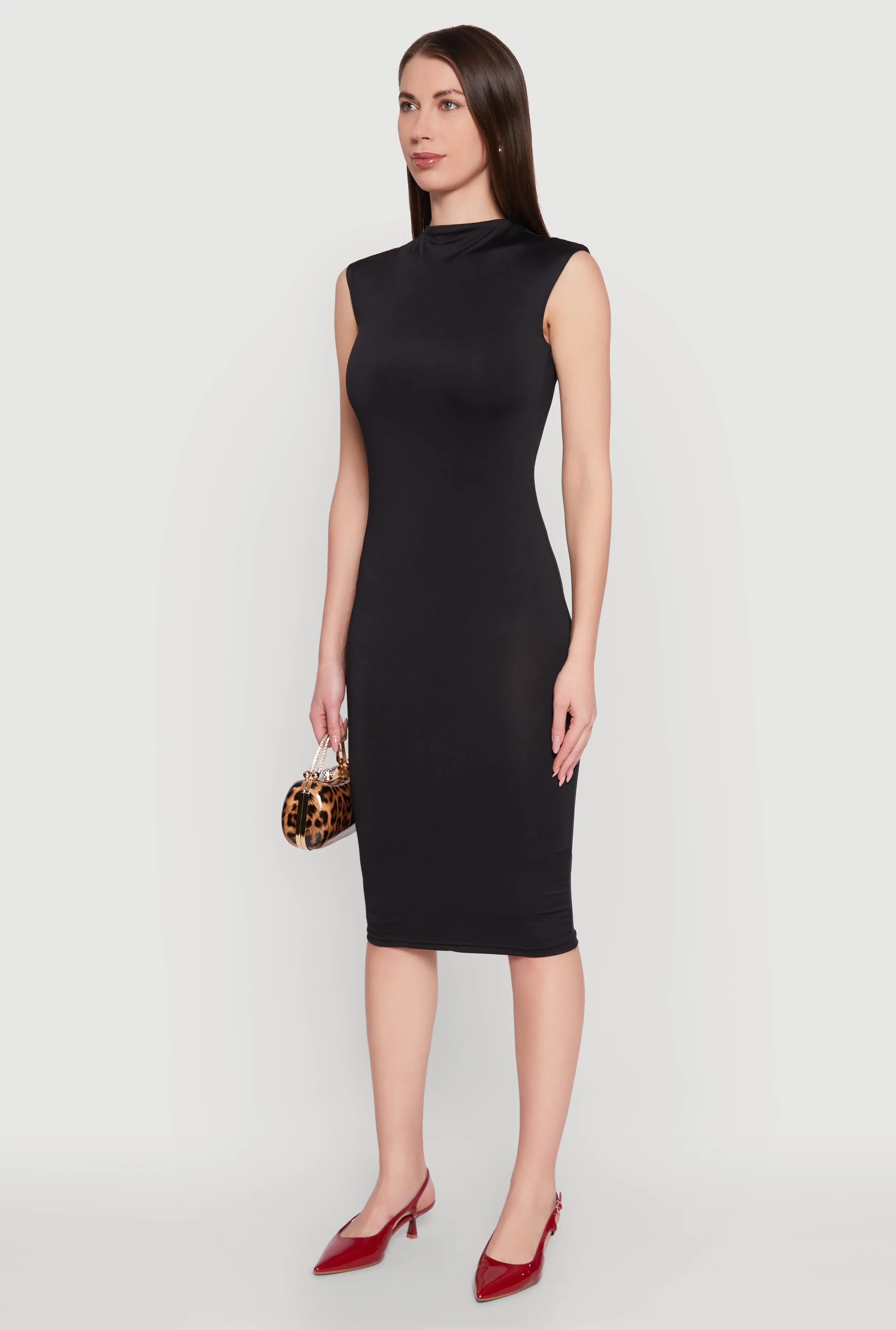 Mock Neck Cap Sleeve Midi Dress sold by Rainbow product image thumbnail 3