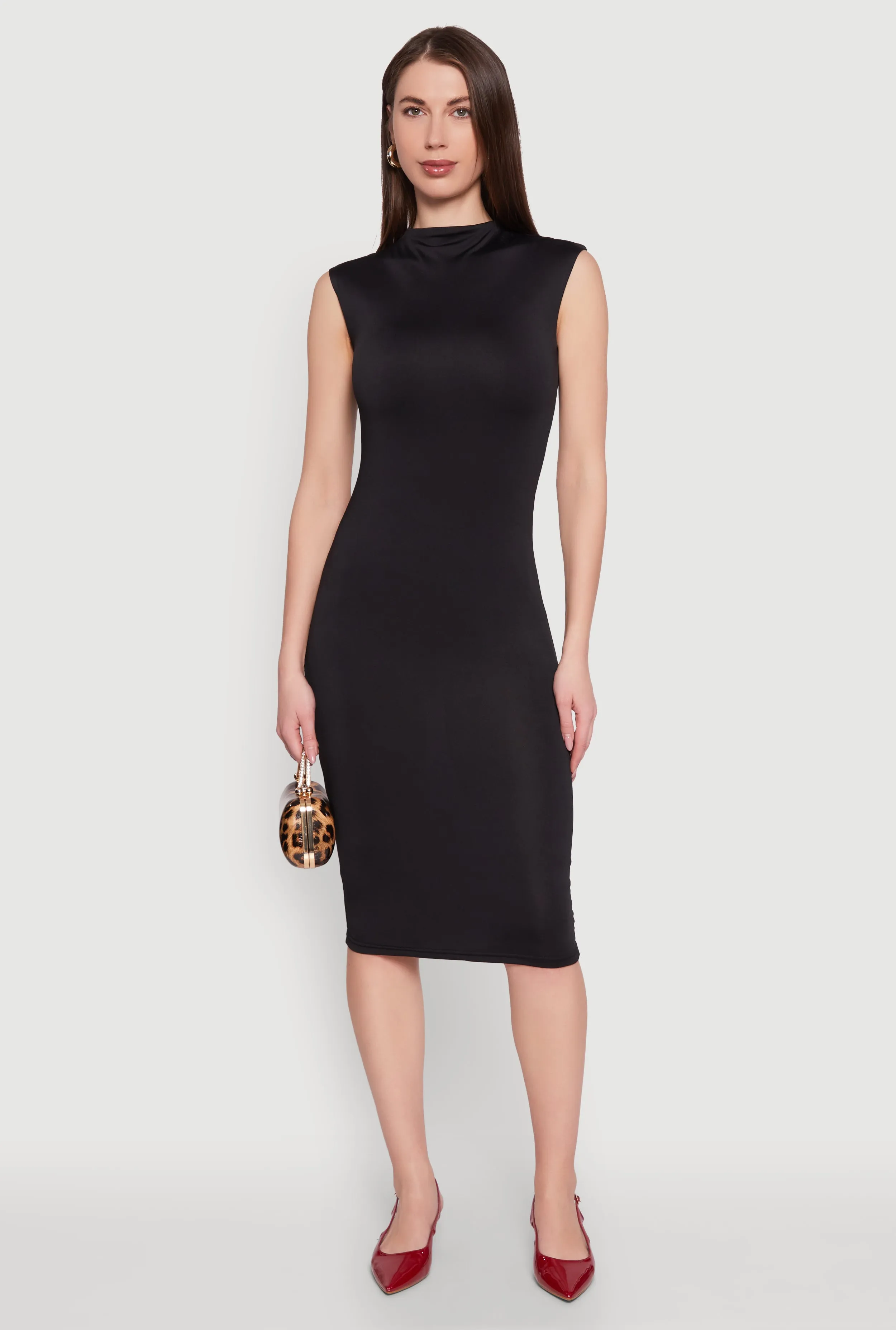 Mock Neck Cap Sleeve Midi Dress sold by Rainbow