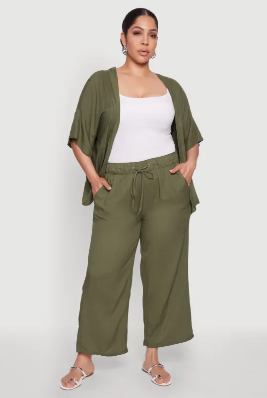 Plus Size Drawstring Palazzo Pants sold by Rainbow