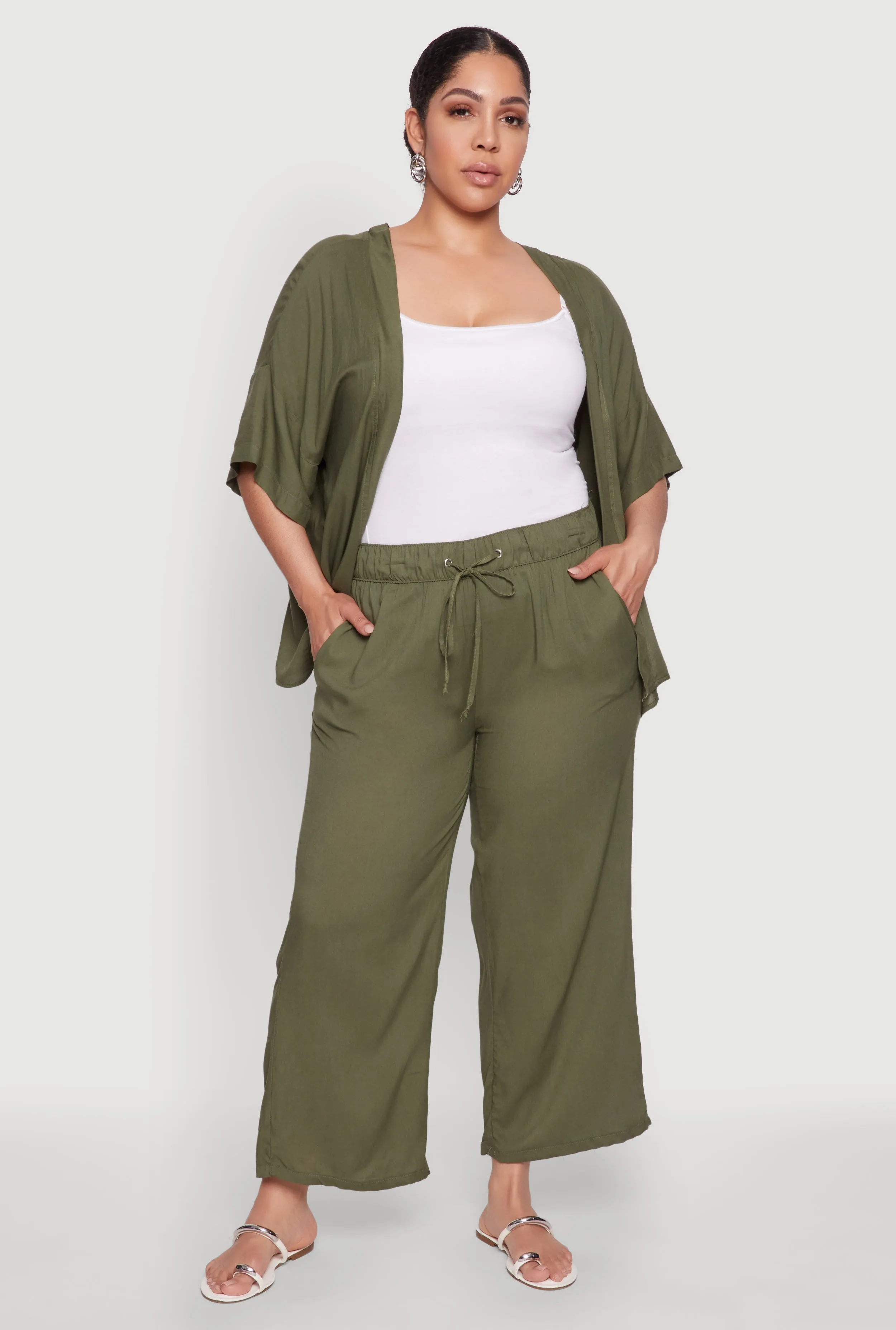 Plus Size Drawstring Palazzo Pants sold by Rainbow