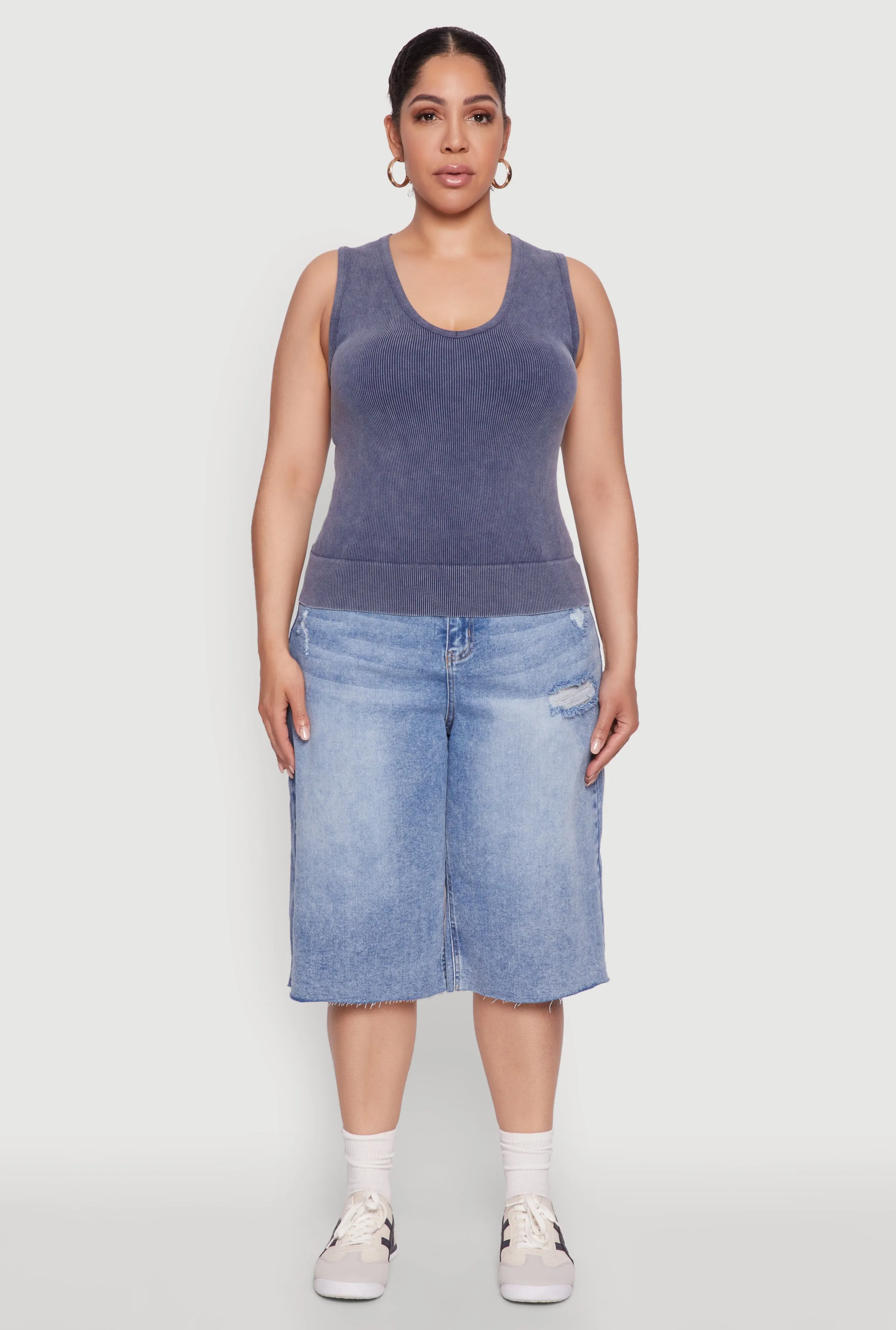 Plus Size Seamless Mineral Wash V Neck Tank Top sold by Rainbow product image thumbnail 3