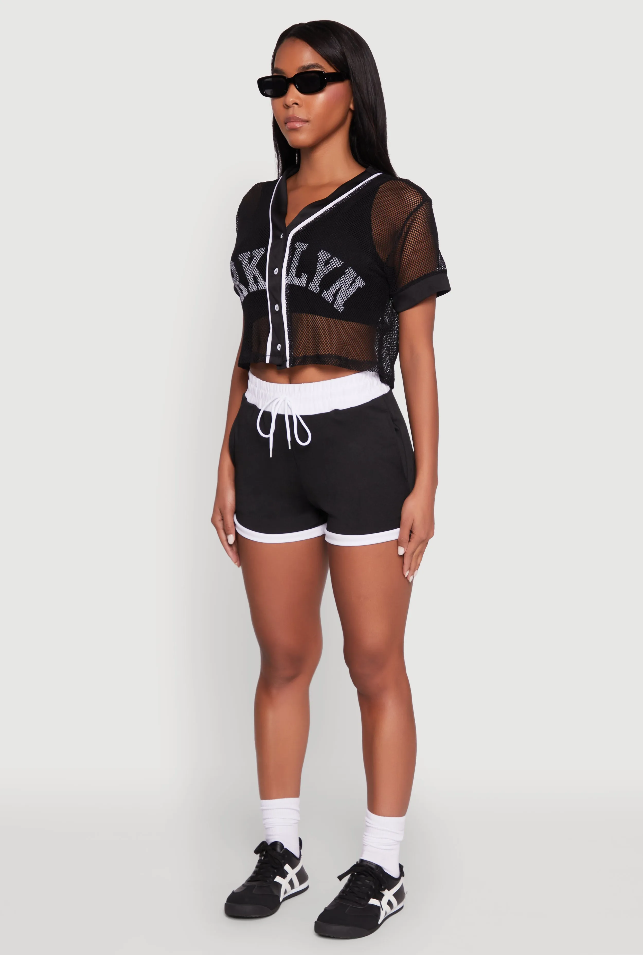 Fishnet Brklyn Graphic Cropped Baseball Tee sold by Rainbow product image thumbnail 5