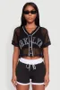 Fishnet Brklyn Graphic Cropped Baseball Tee sold by Rainbow