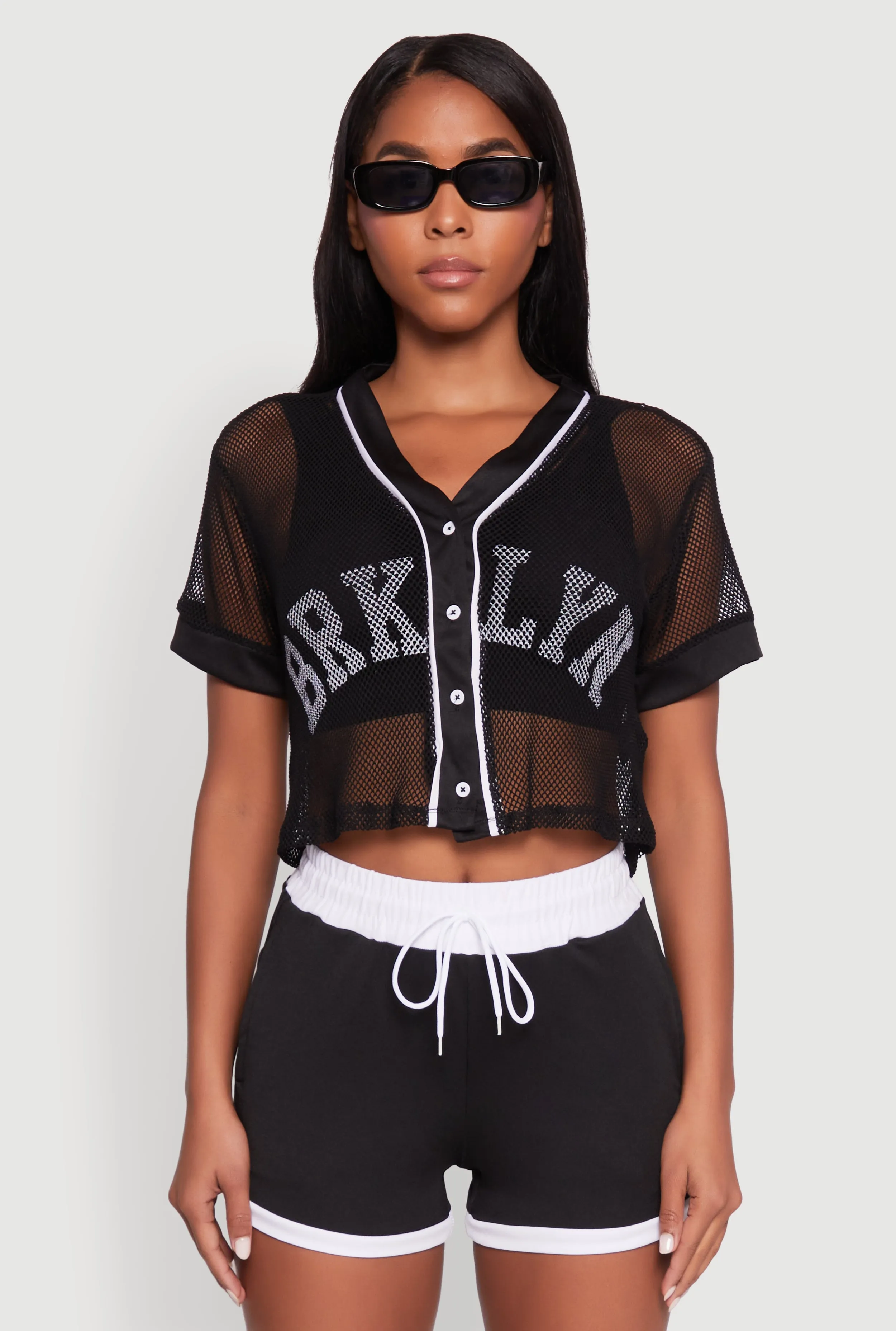Fishnet Brklyn Graphic Cropped Baseball Tee sold by Rainbow product image thumbnail 2