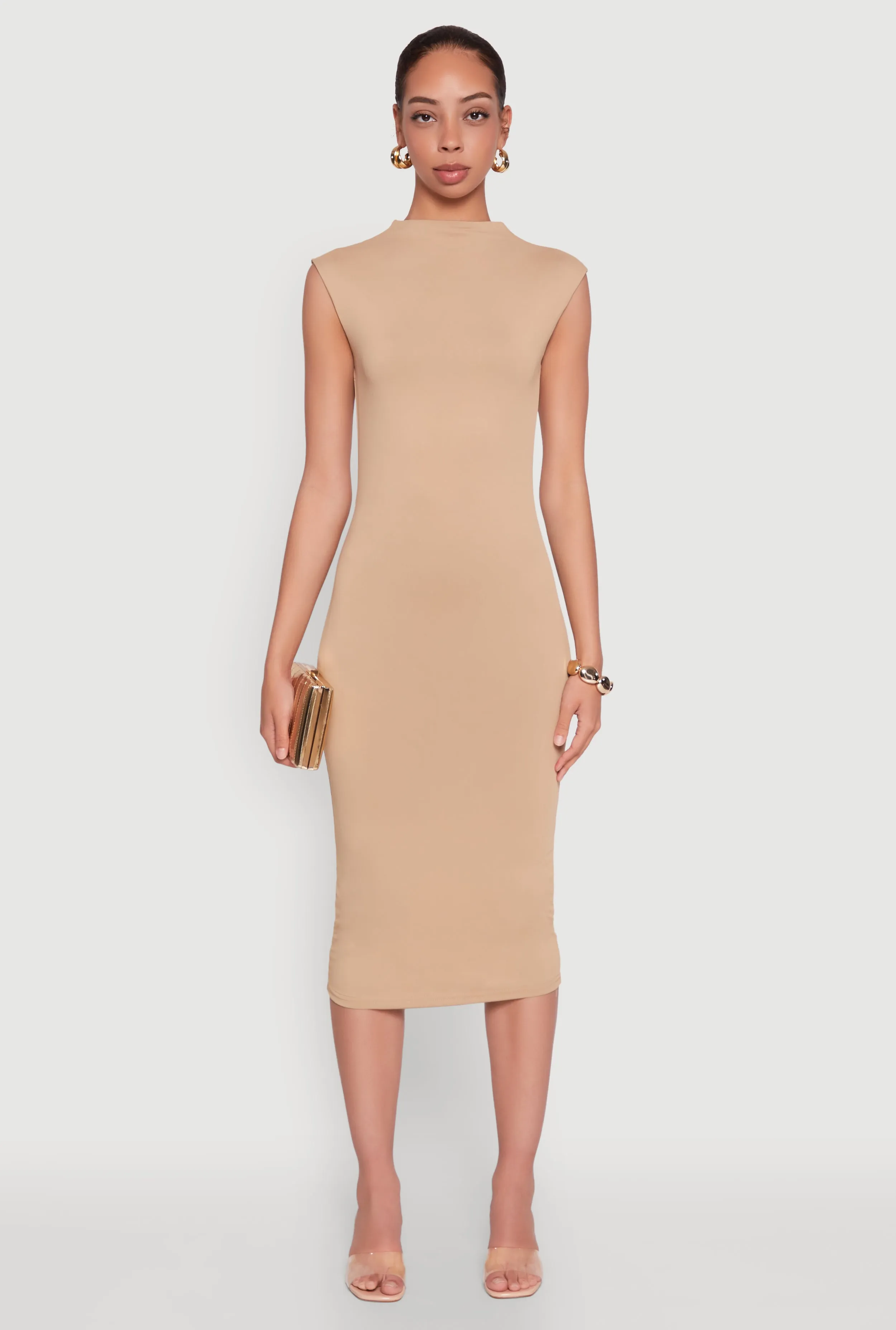 Mock Neck Cap Sleeve Midi Dress sold by Rainbow product image thumbnail 2