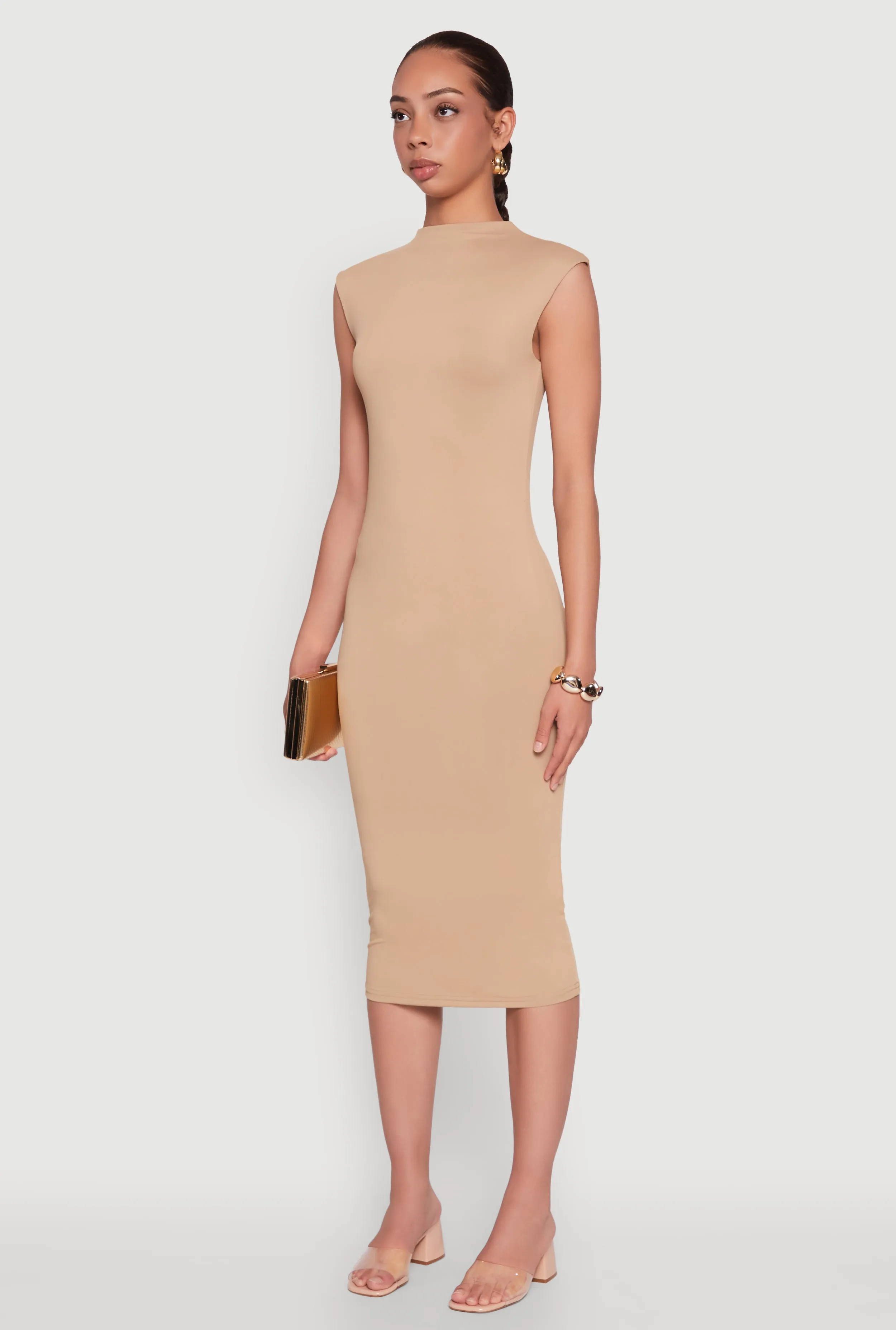 Mock Neck Cap Sleeve Midi Dress sold by Rainbow product image thumbnail 3
