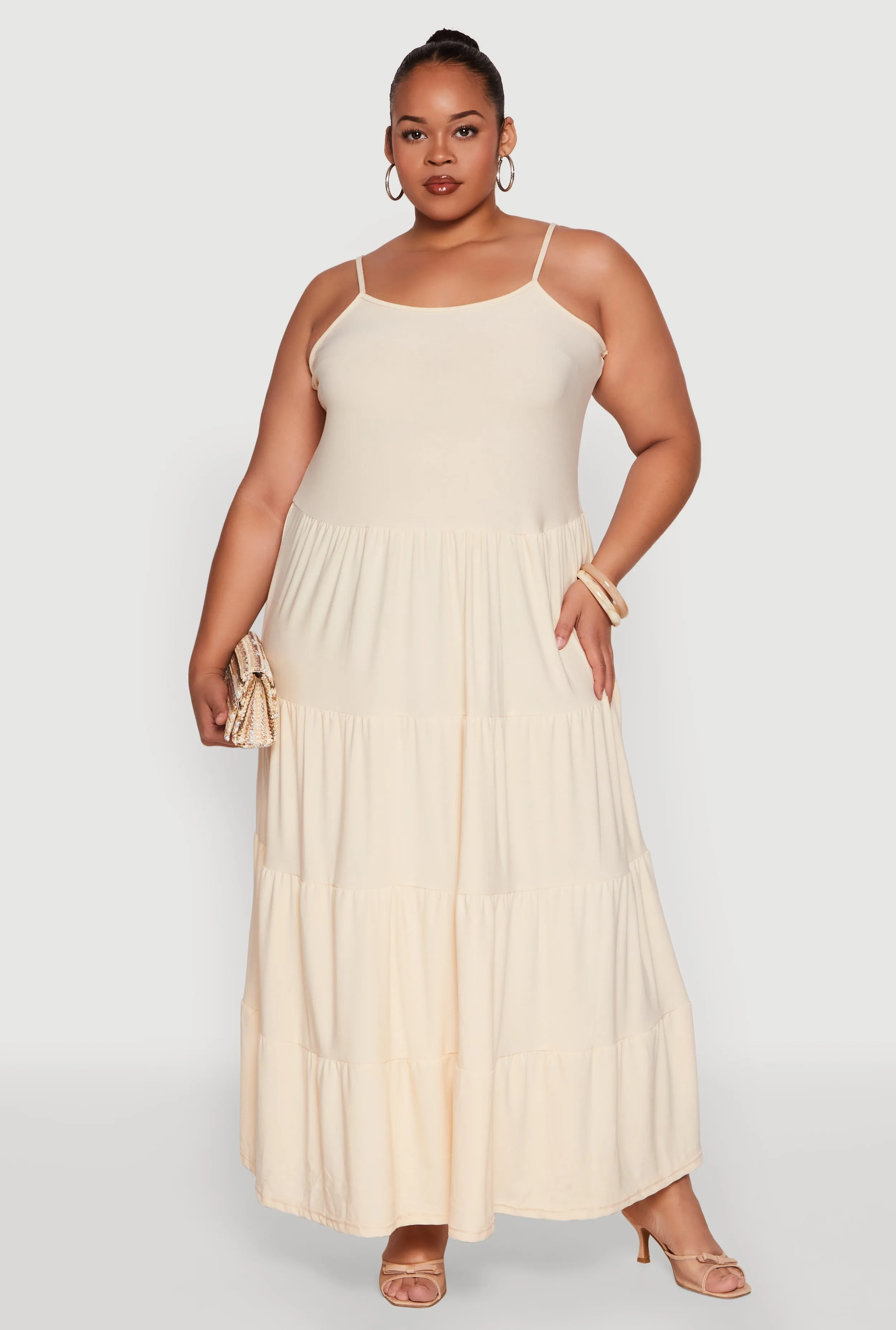 Plus Size Cami Tiered Maxi Sundress sold by Rainbow