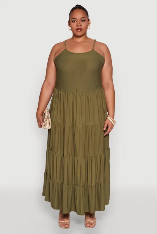 Plus Size Cami Tiered Maxi Sundress sold by Rainbow