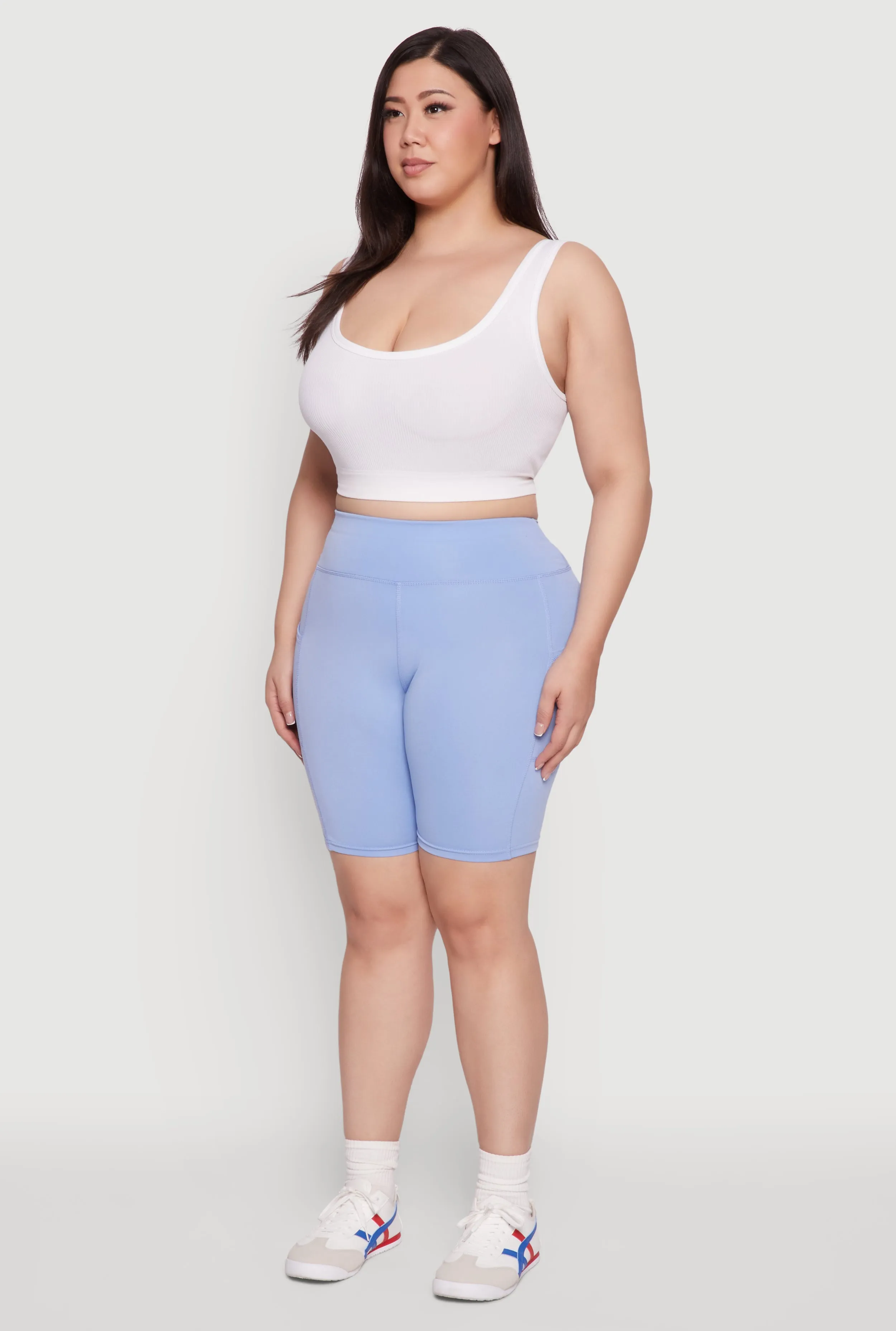 Plus Size Cell Phone Pocket High Waisted Bike Shorts sold by Rainbow product image thumbnail 3