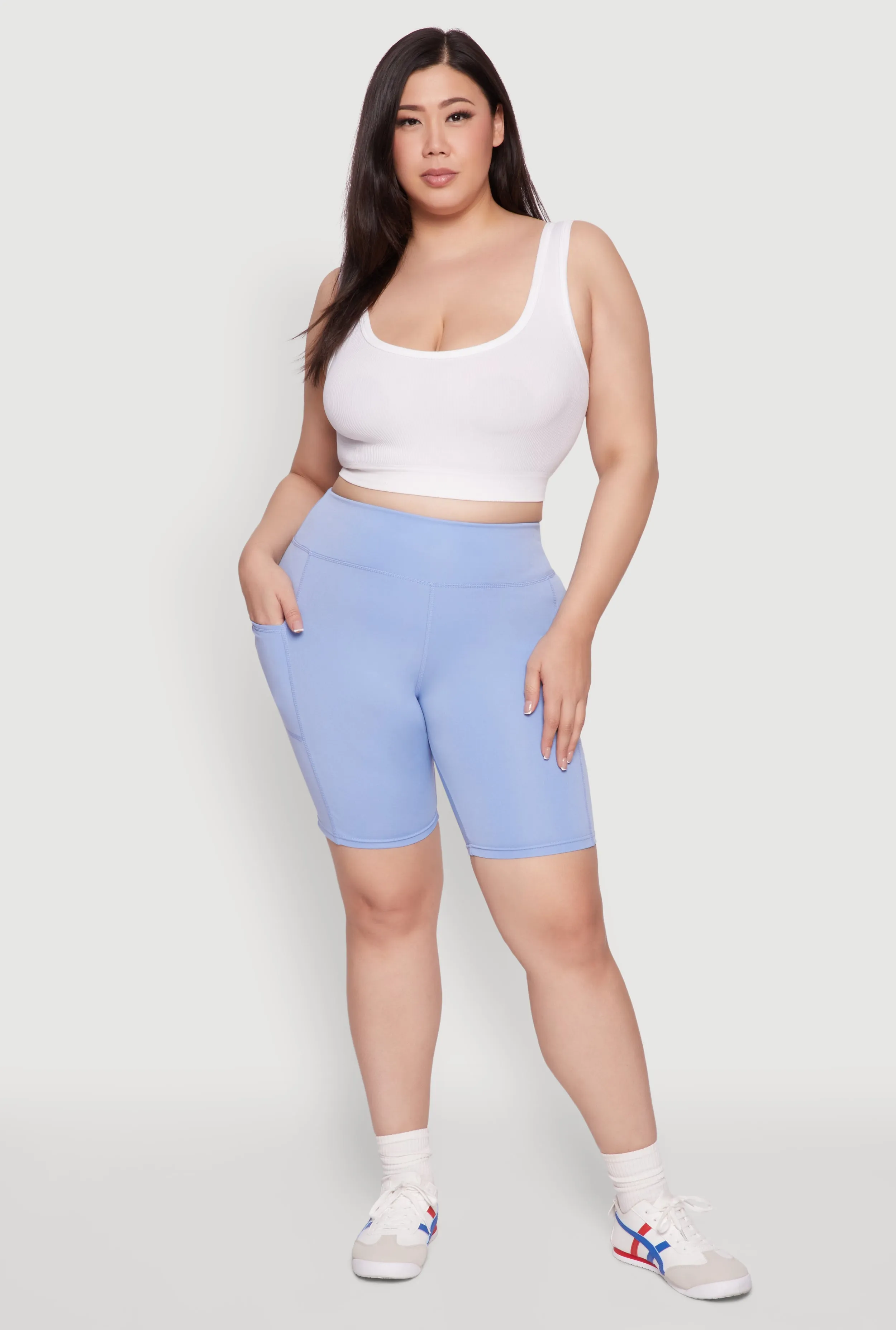 Plus Size Cell Phone Pocket High Waisted Bike Shorts sold by Rainbow