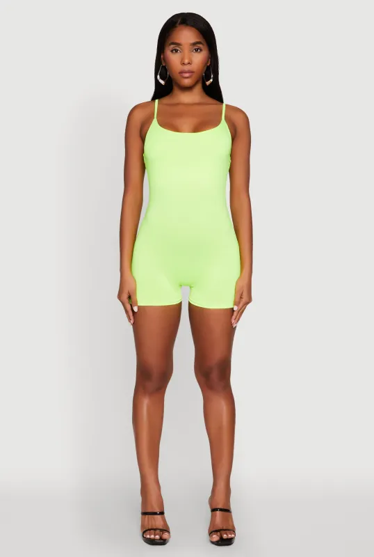 Thin Strap Scoop Neck Romper sold by Rainbow