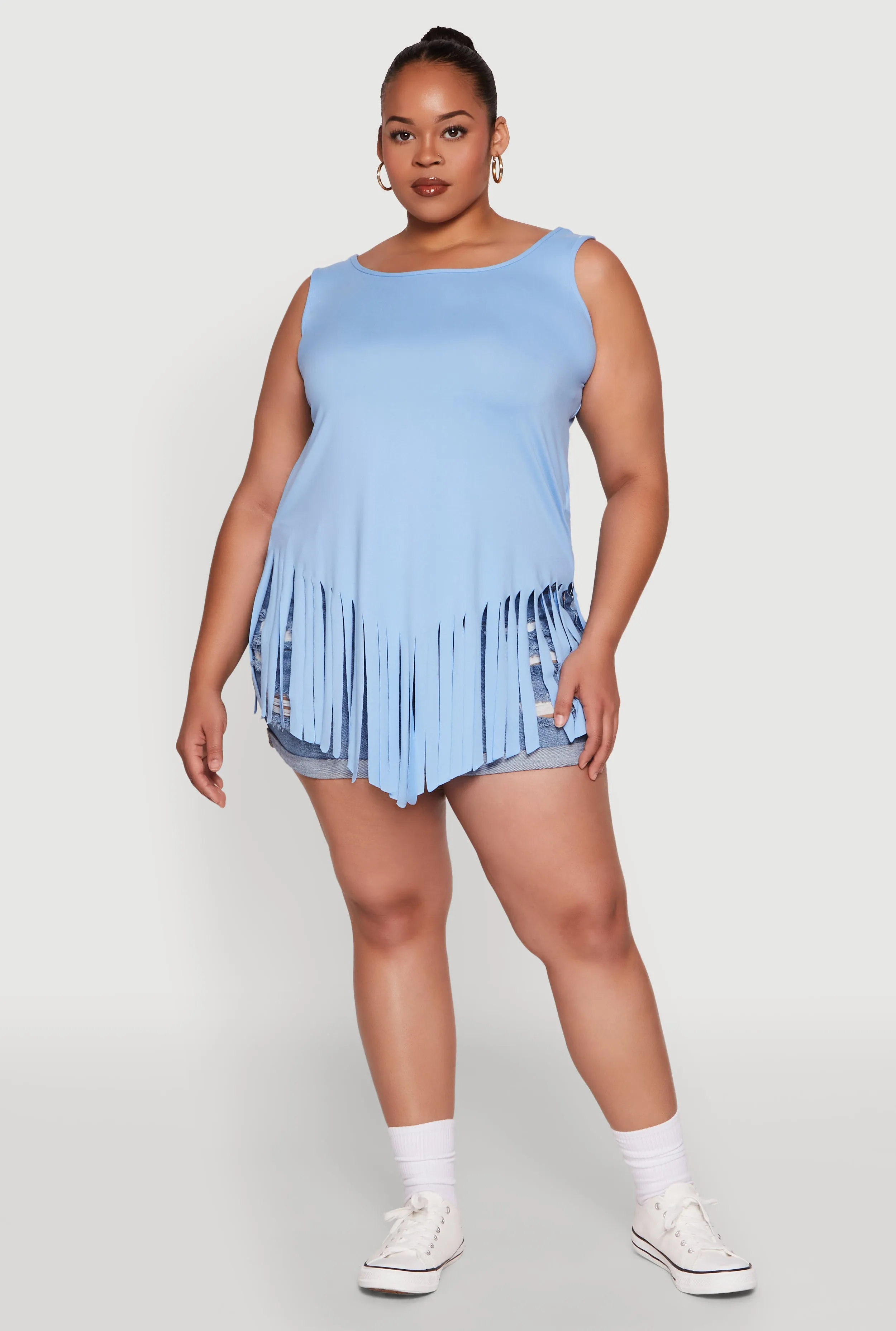 Plus Size Fringe Hem Tank Top sold by Rainbow