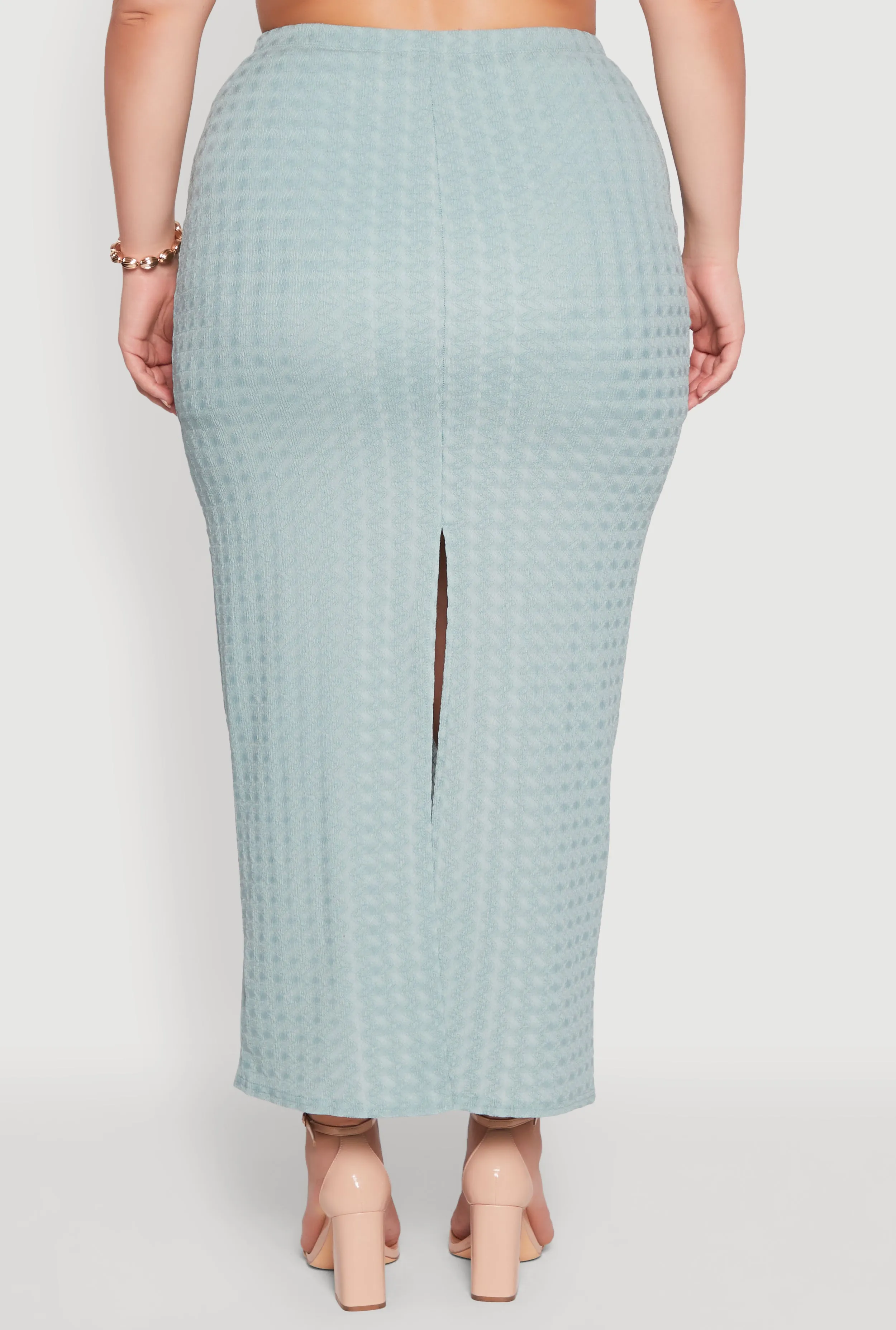 Plus Size High Waist Textured Knit Maxi Skirt sold by Rainbow product image thumbnail 5