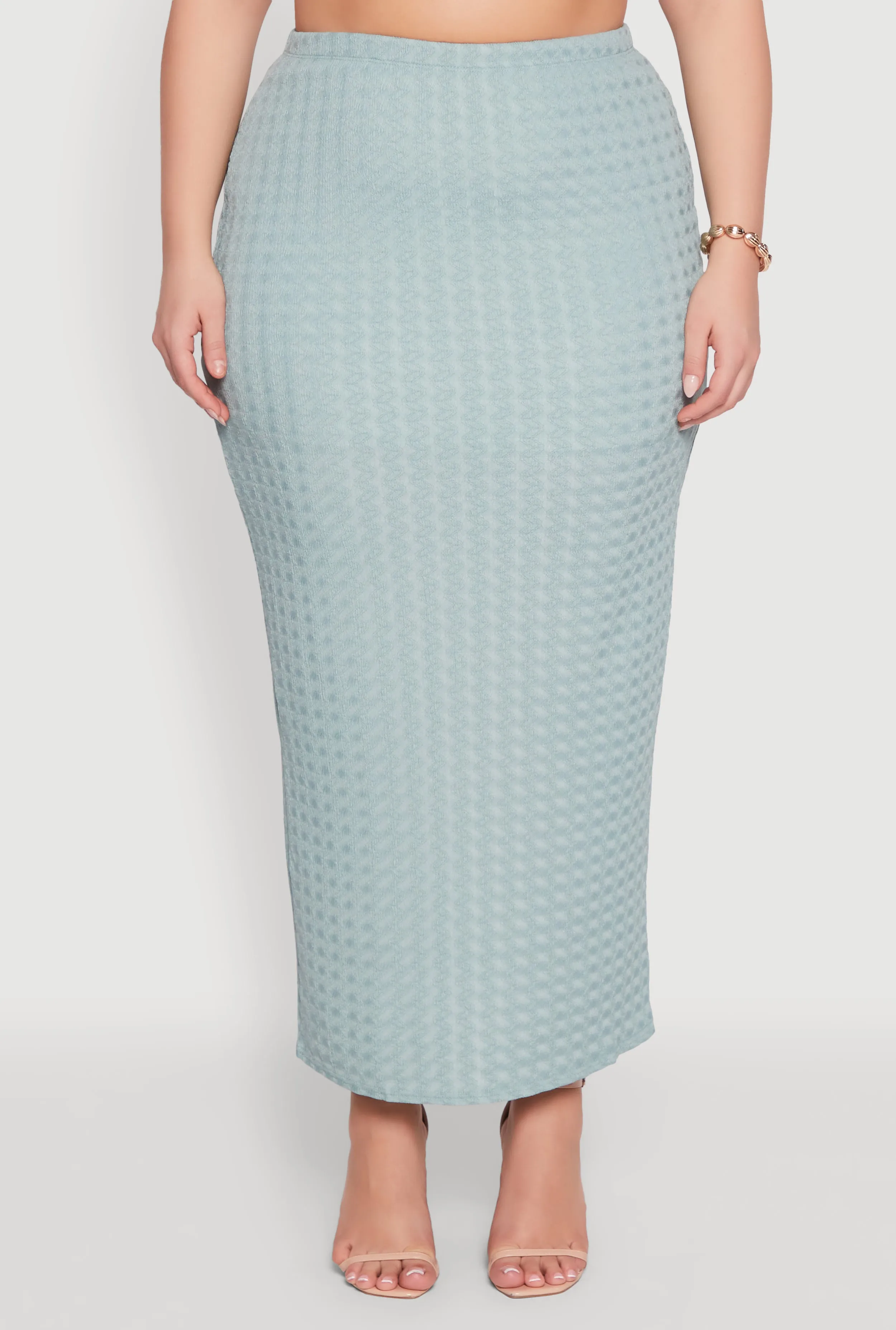 Plus Size High Waist Textured Knit Maxi Skirt sold by Rainbow product image thumbnail 3