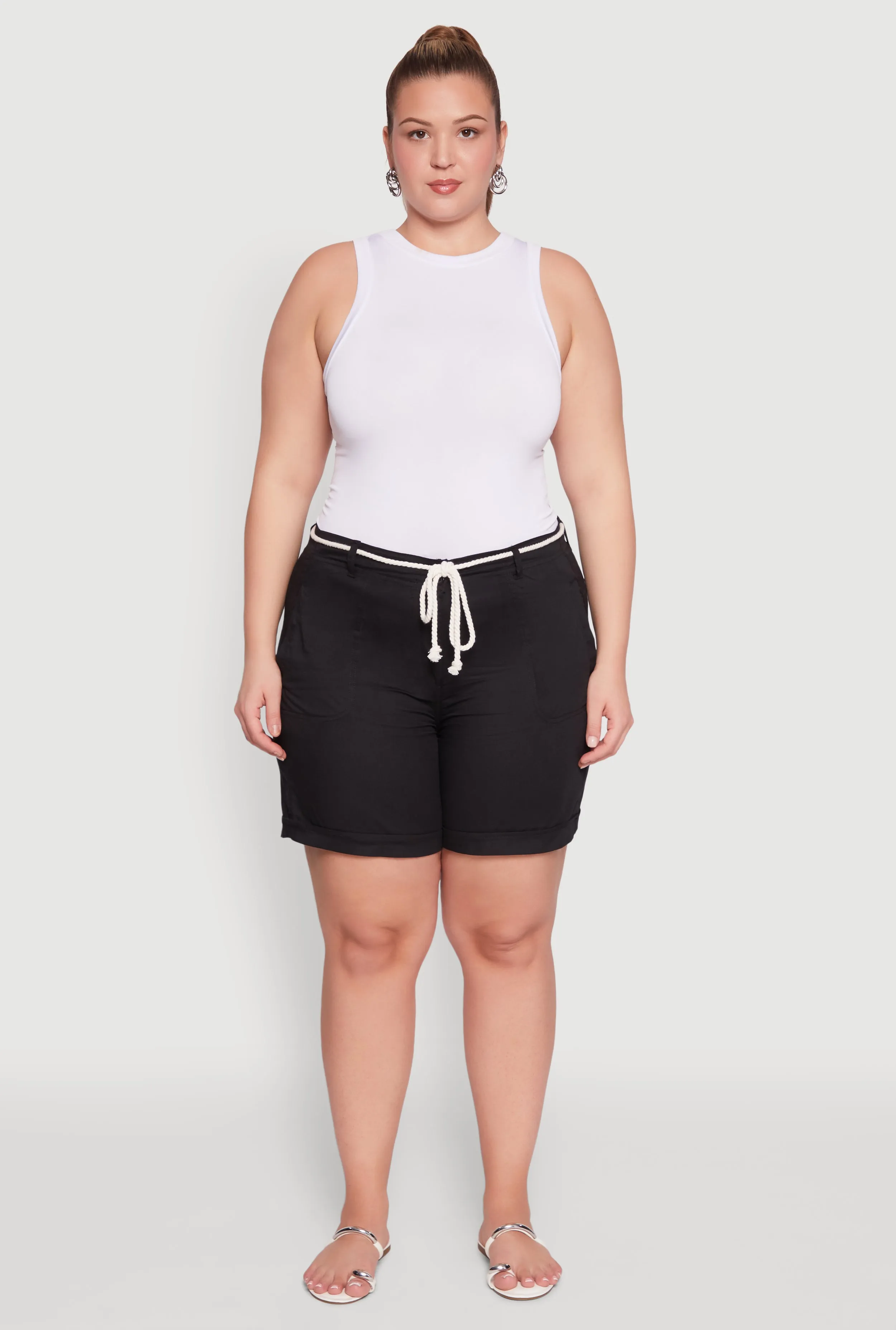 Plus Size Rope Belted Shorts sold by Rainbow product image thumbnail 2
