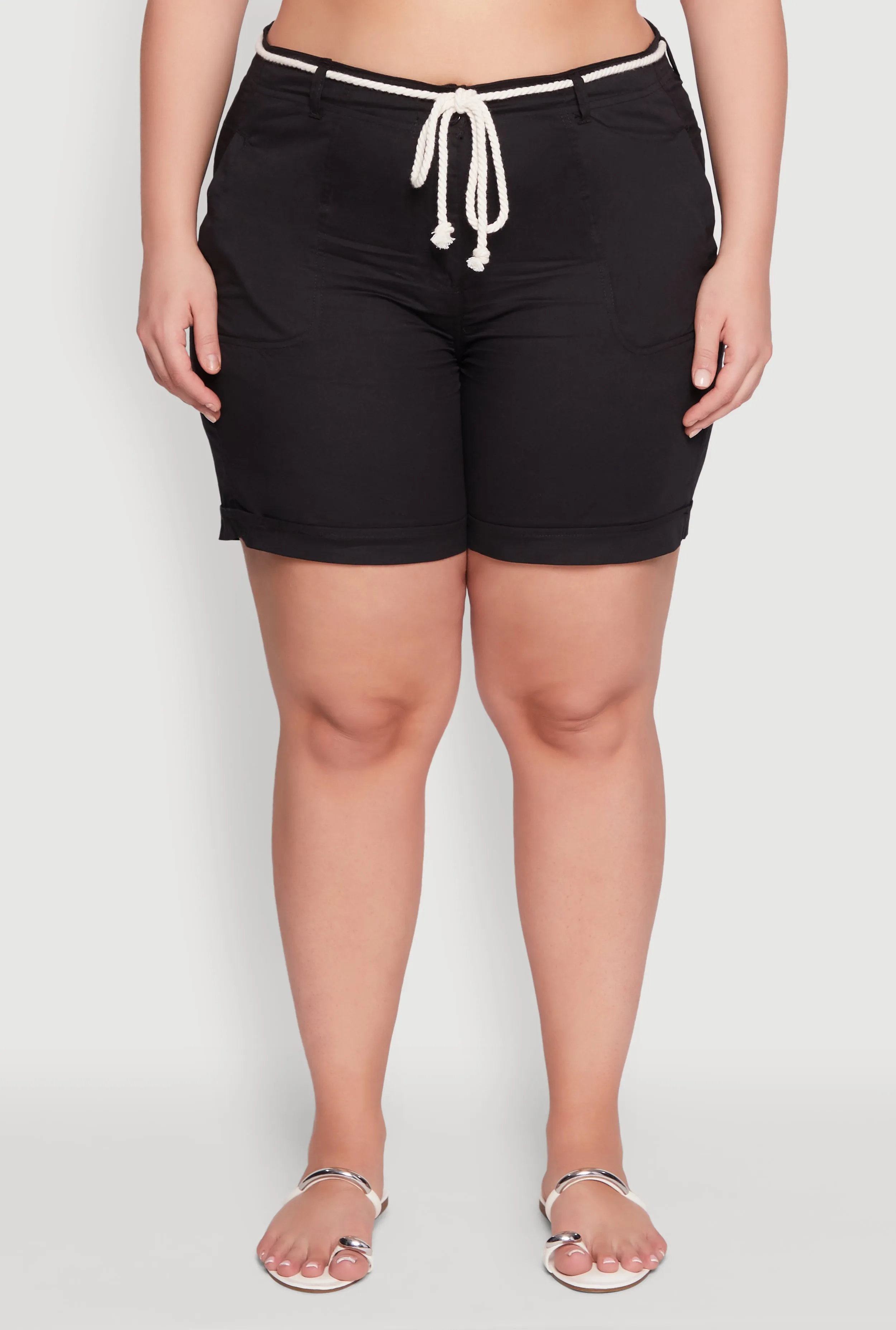 Plus Size Rope Belted Shorts sold by Rainbow product image thumbnail 5