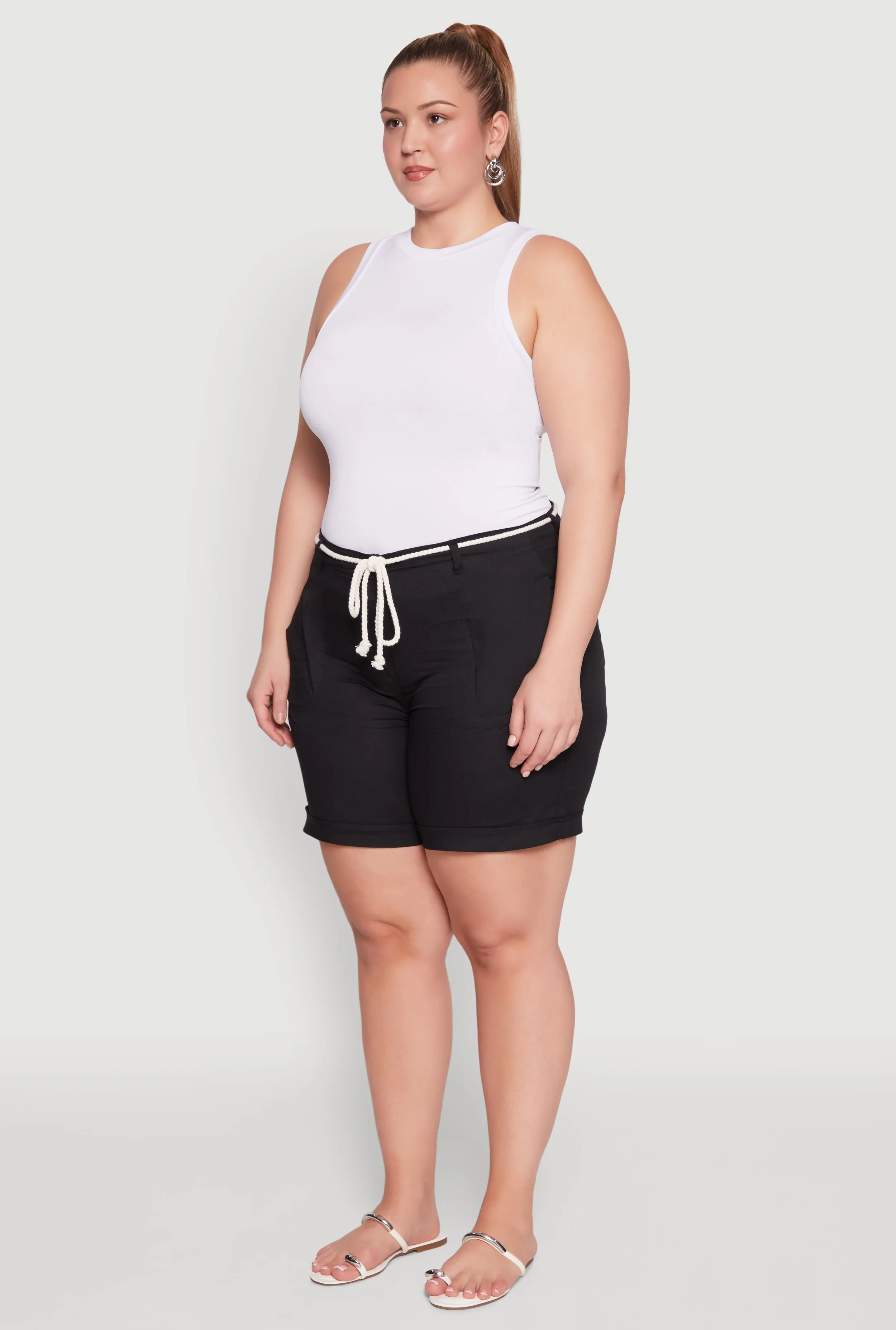 Plus Size Rope Belted Shorts sold by Rainbow product image thumbnail 3